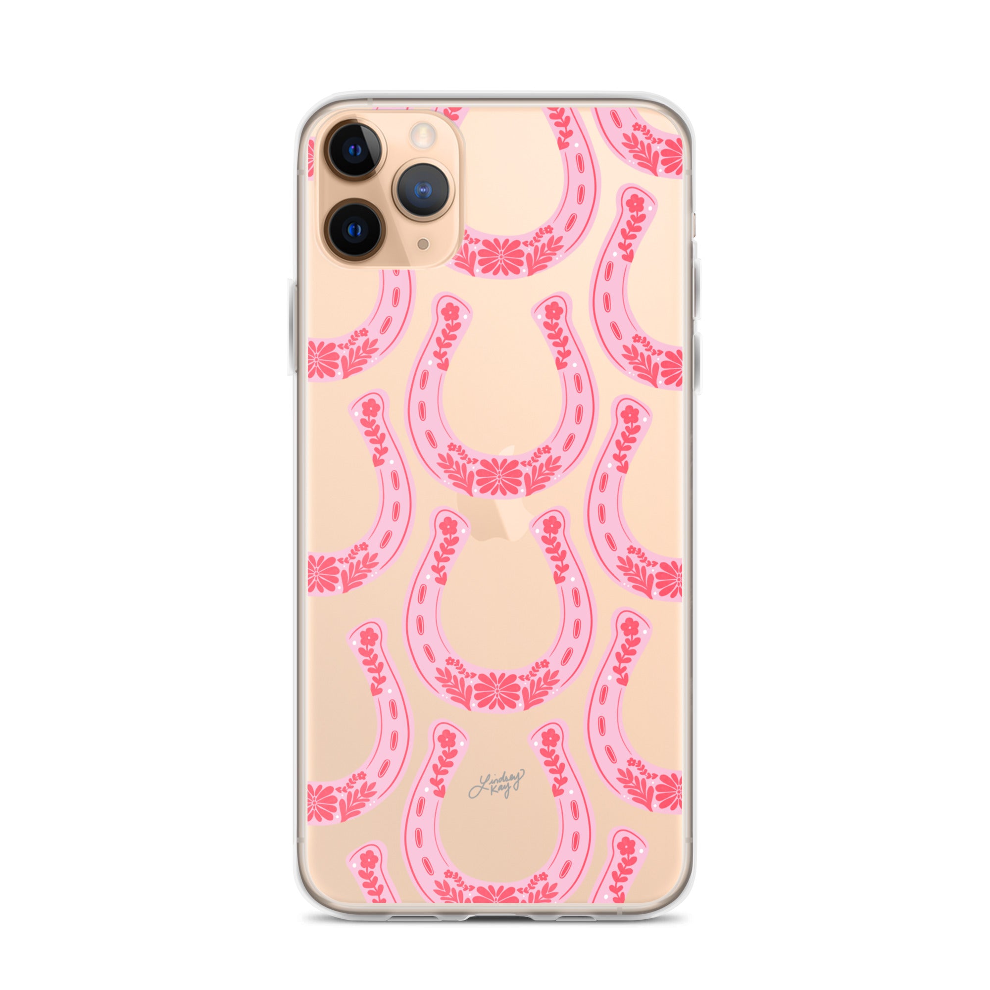 pink horseshoe illustration western country cowgirl  pattern clear iphone case protector cover lindsey kay collective