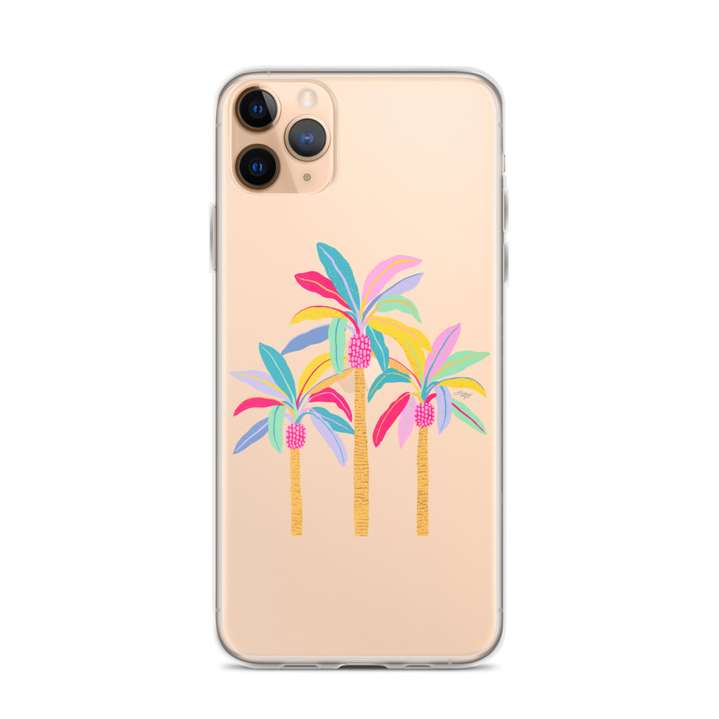 palm tree illustration drawing iphone case phone protector clear pastel lindsey kay collective