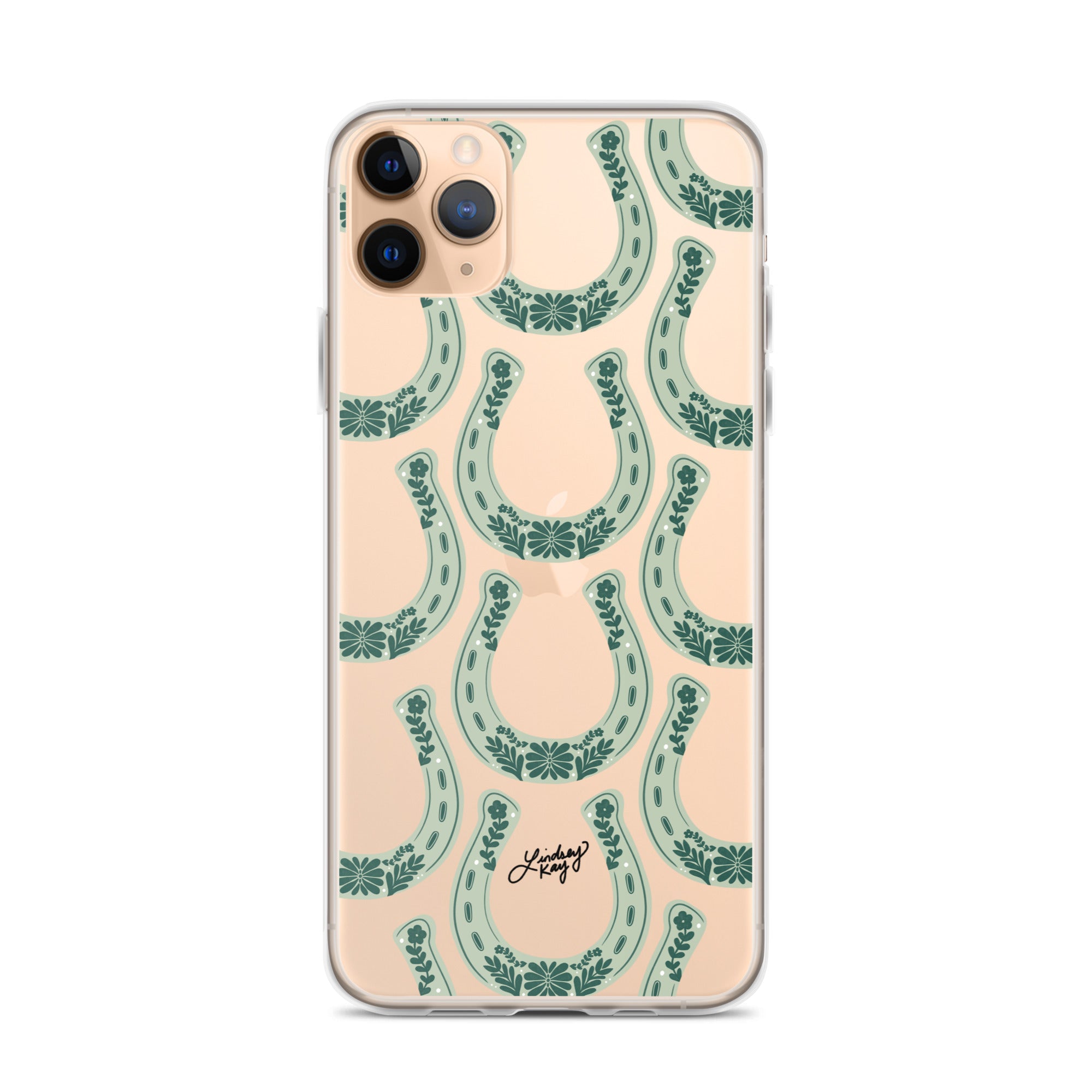 Green Horseshoe Illustration Pattern - Clear Case for iPhone®