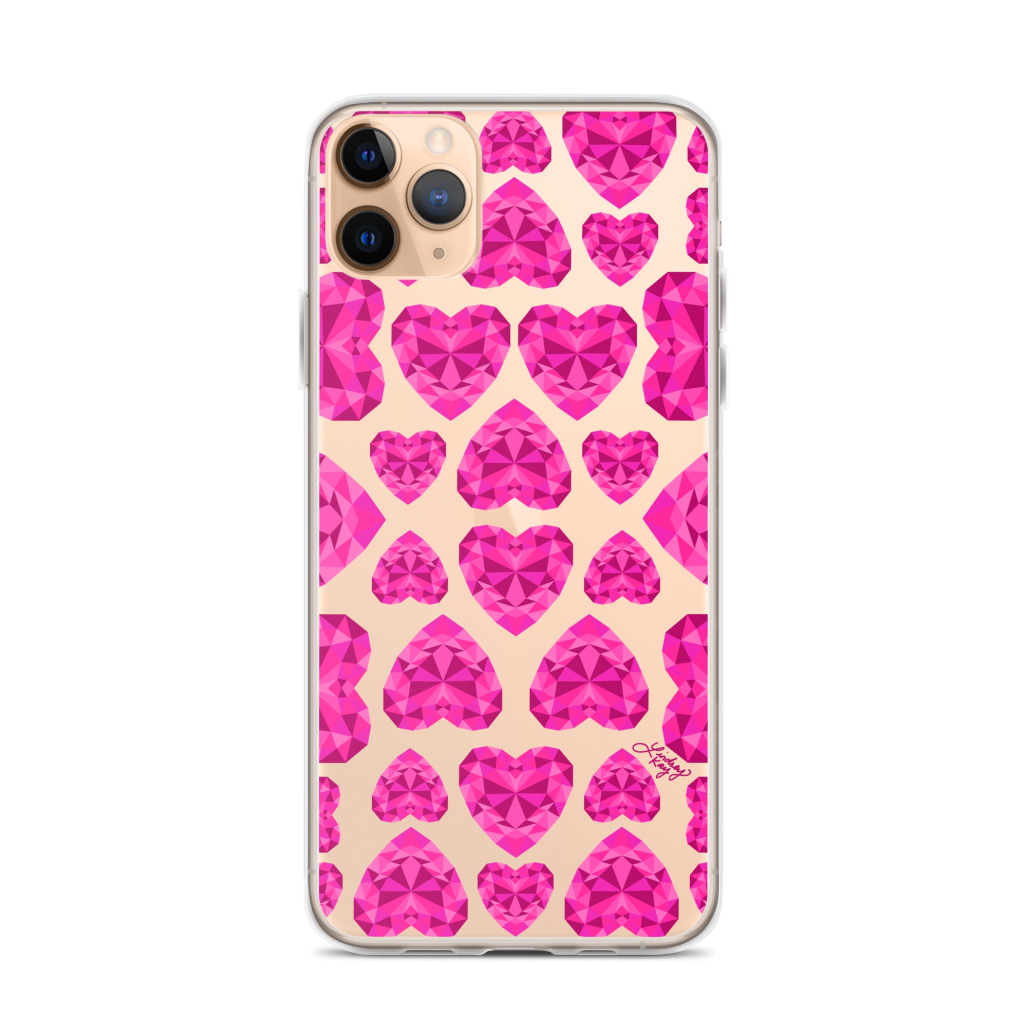 pink jewel valentines-day valentines-gifts illustration pattern feminine mobile accessories trend iphone-case phone case clear-phone-case lindsey kay collective