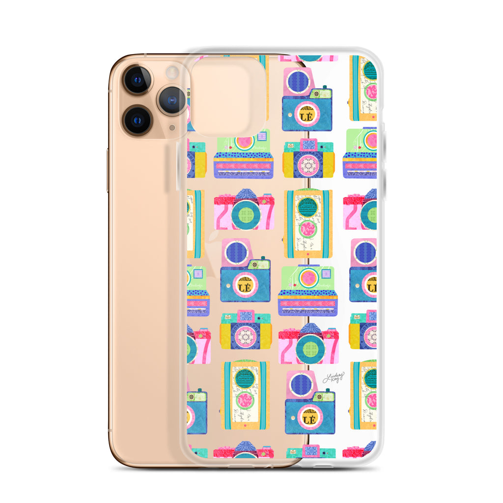 Colorful Vintage Cameras Illustration - Clear Case for iPhone®
