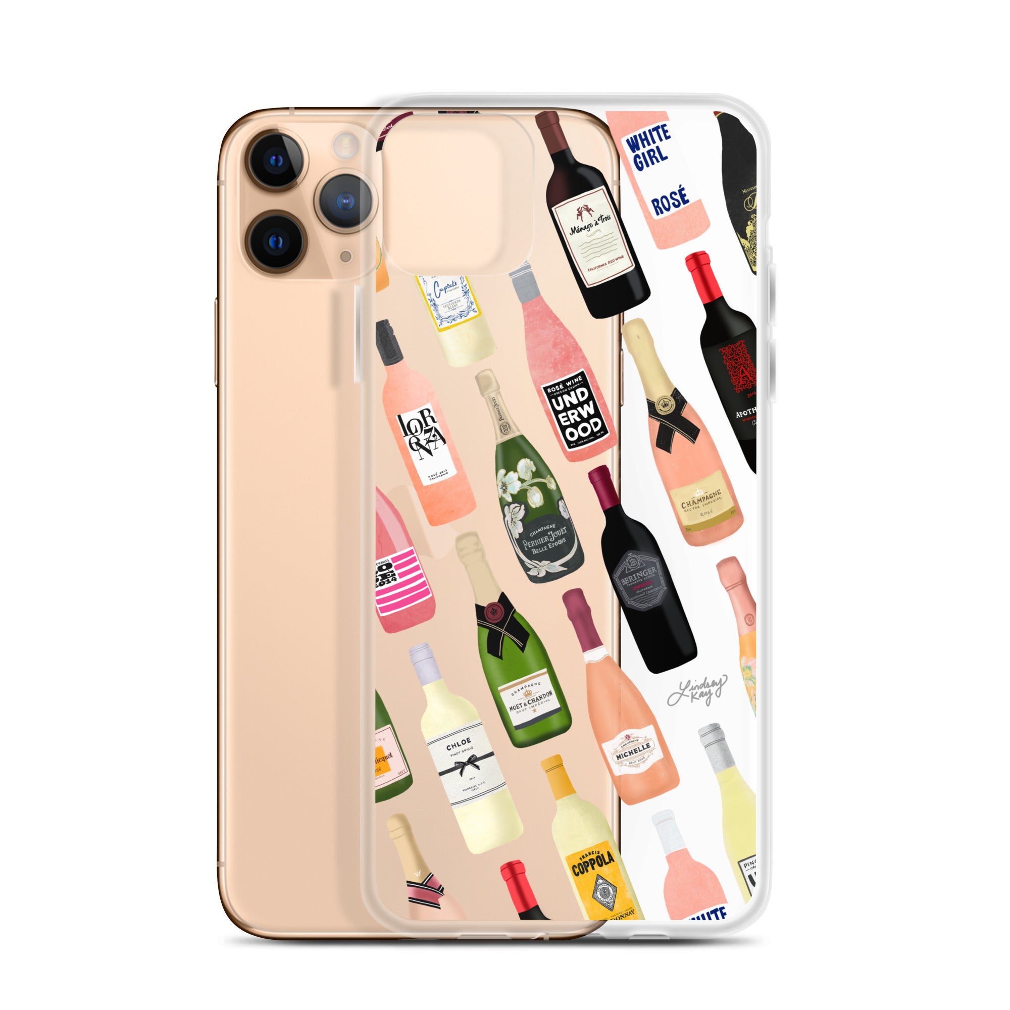 Illustration de bouteilles de vin et de champagne - Coque transparente pour iPhone®