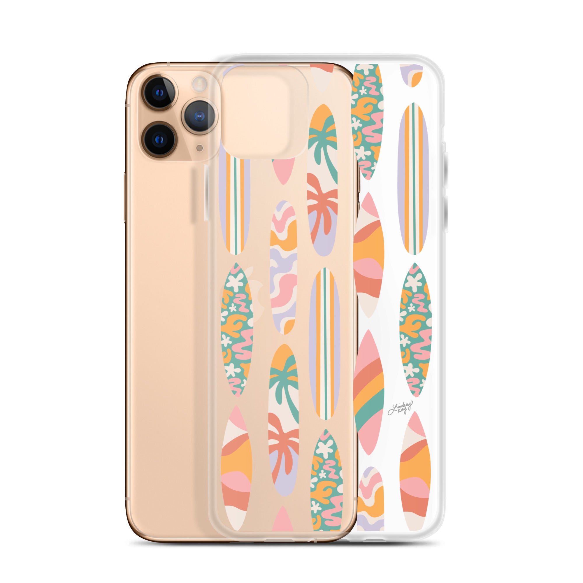 Patrón de ilustración de tablas de surf - Transparente Funda para iPhone®