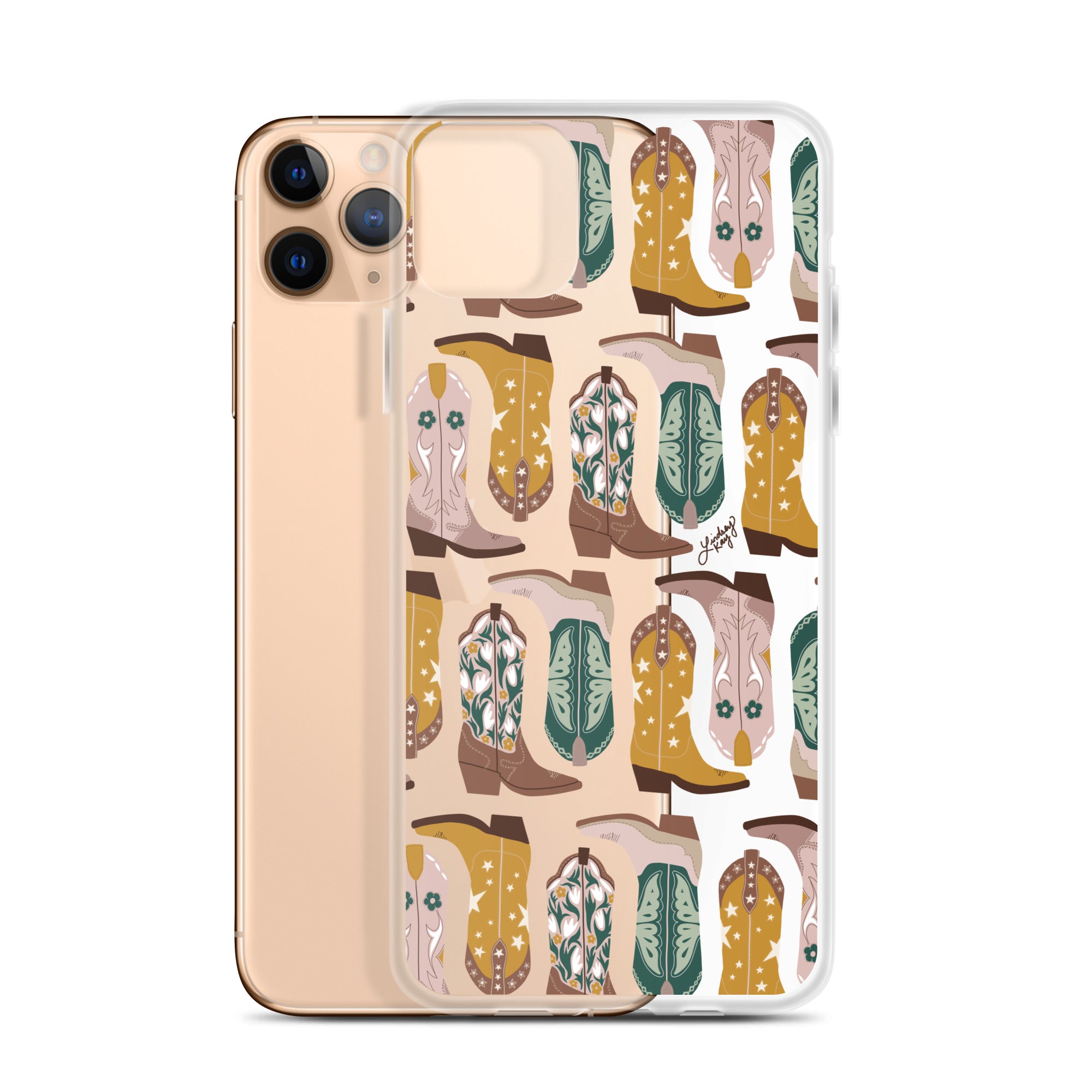 Ilustración de botas de vaquero (paleta neutra) - Funda transparente para iPhone®