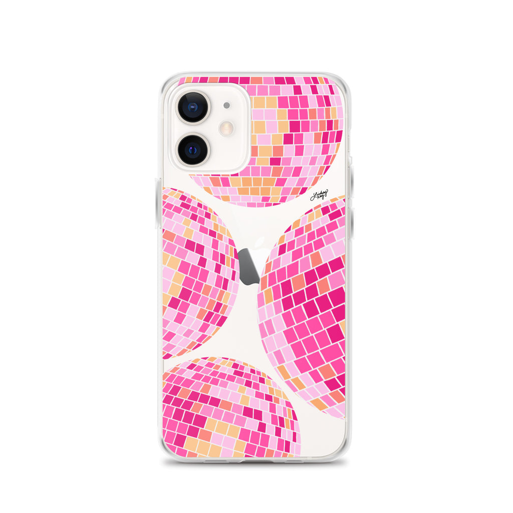 Pink/Yellow Disco Balls Illustration - Clear Case for iPhone®