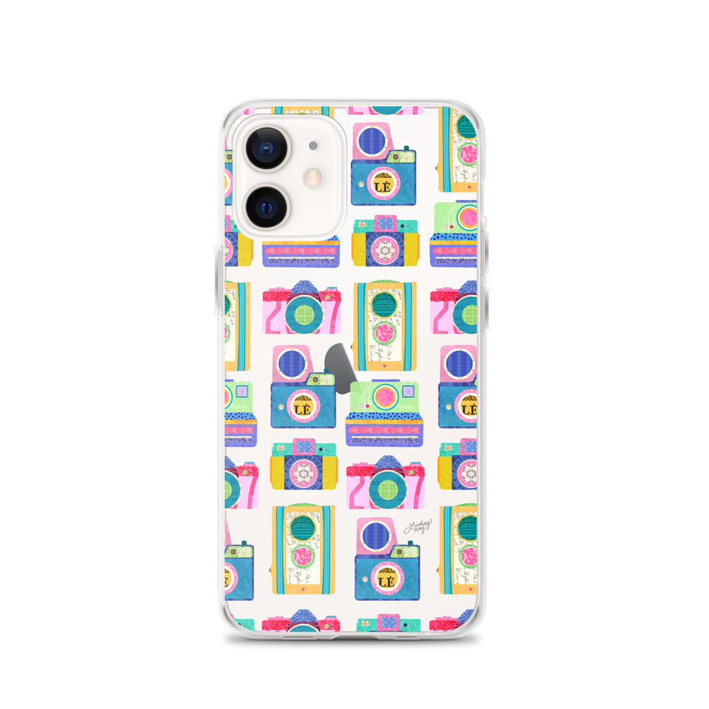 Colorful Vintage Cameras Illustration - Clear Case for iPhone®