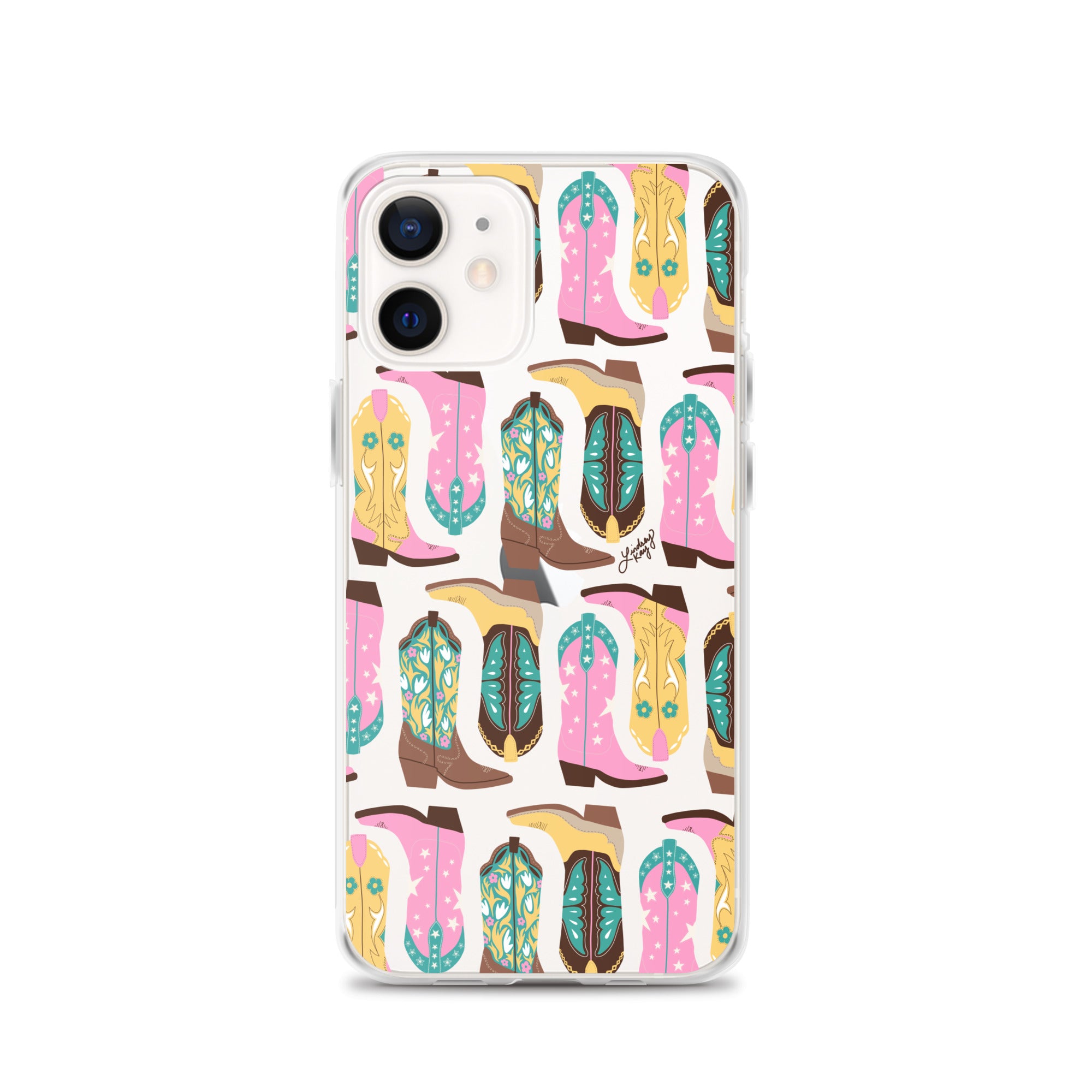 Ilustración de botas de vaquero (rosa/turquesa/amarillo) - Funda transparente para iPhone®
