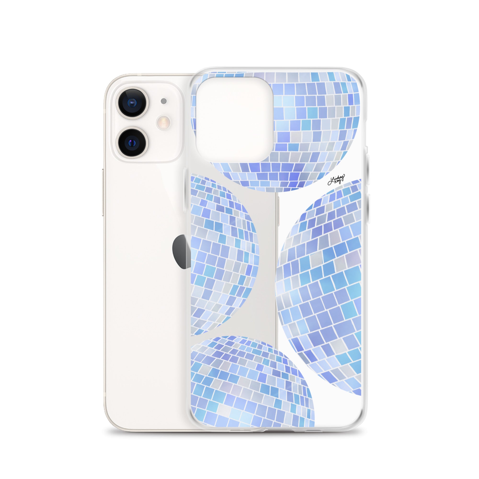 Ilustración de bolas de discoteca azules - Funda transparente para iPhone®