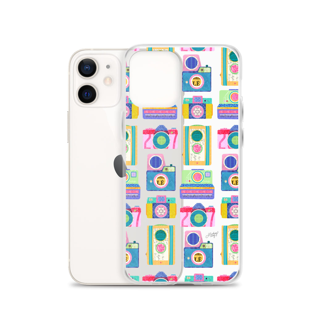 Colorful Vintage Cameras Illustration - Clear Case for iPhone®