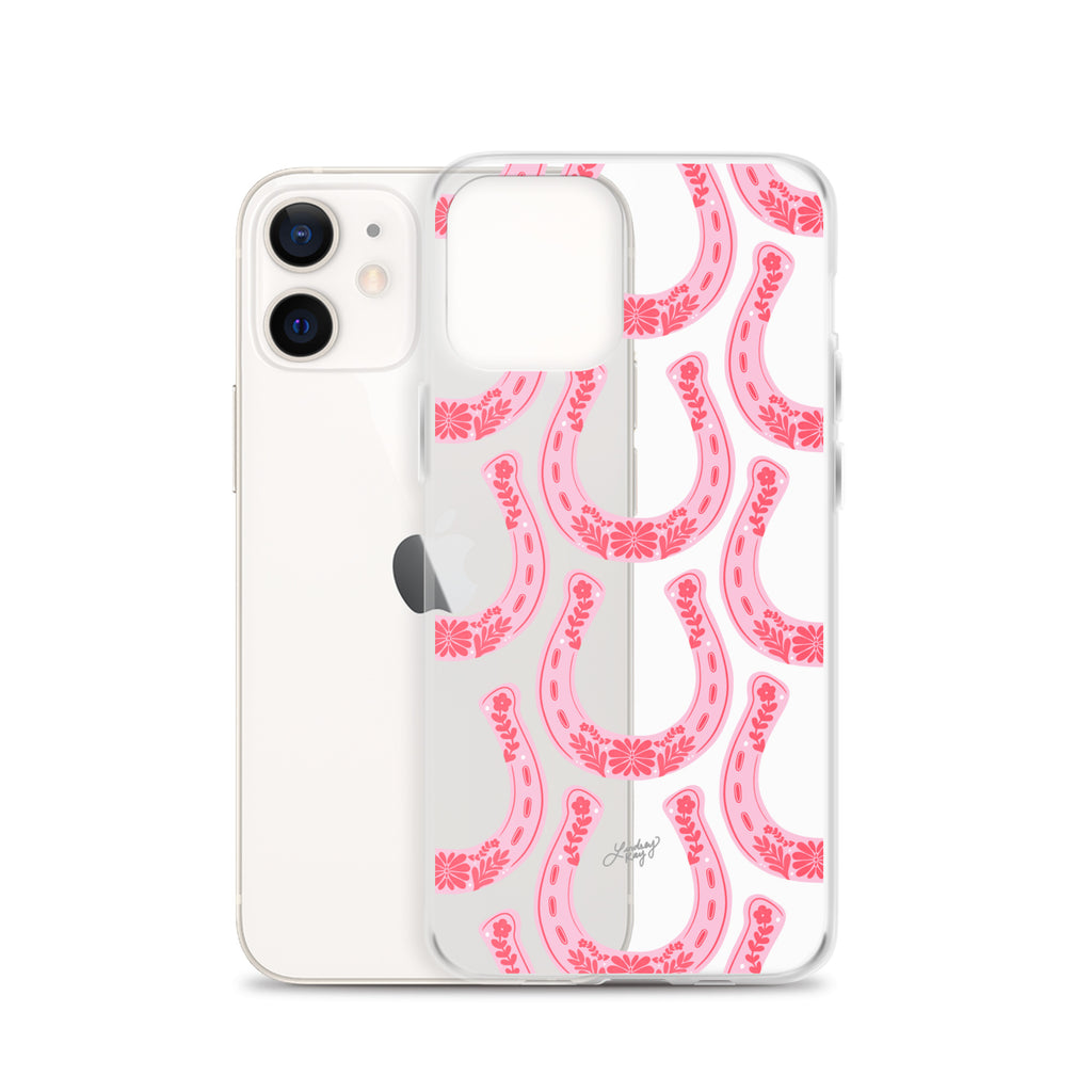 Pink Floral Horseshoe Illustration - Clear Case for iPhone®