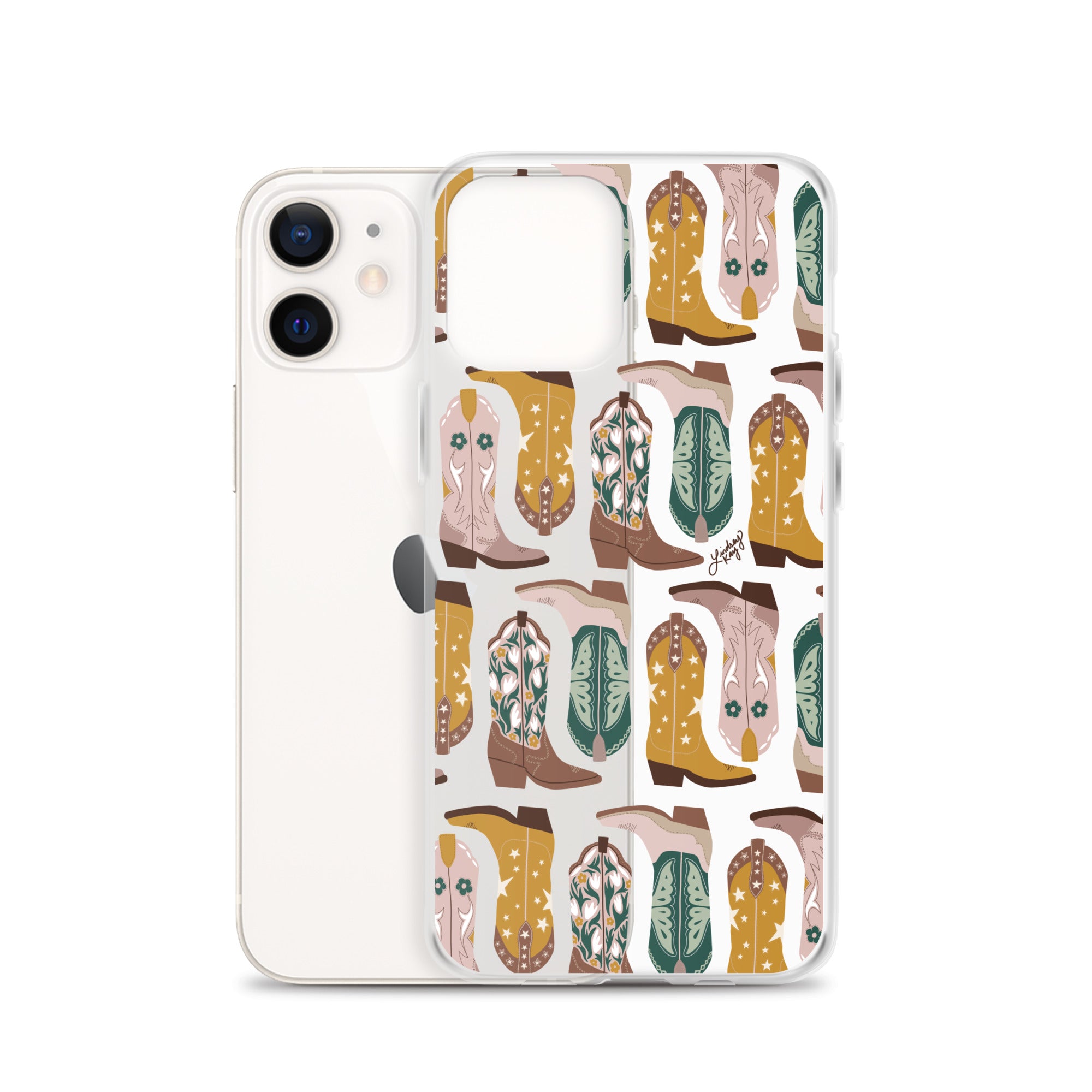 Ilustración de botas de vaquero (paleta neutra) - Funda transparente para iPhone®