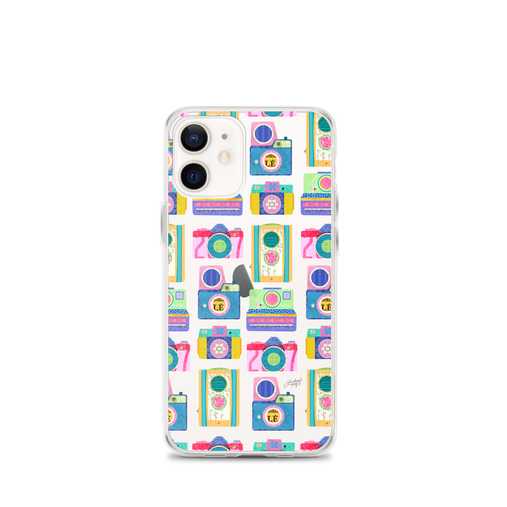 Colorful Vintage Cameras Illustration - Clear Case for iPhone®