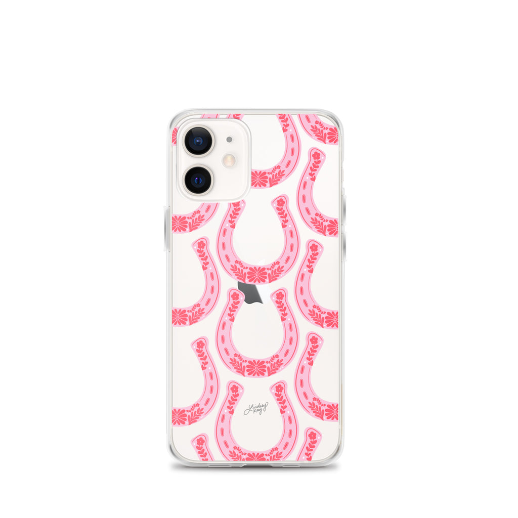 Pink Floral Horseshoe Illustration - Clear Case for iPhone®