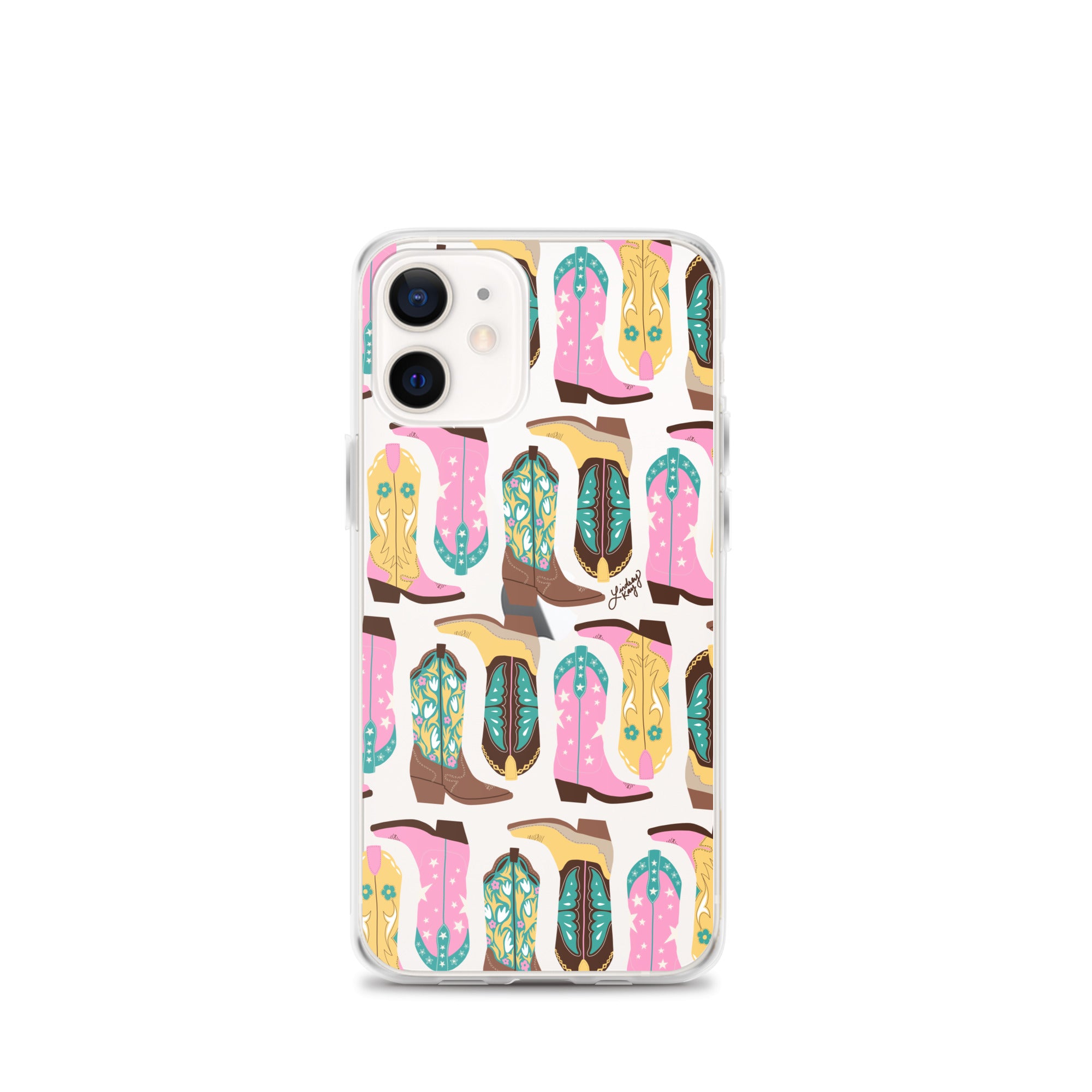 Ilustración de botas de vaquero (rosa/turquesa/amarillo) - Funda transparente para iPhone®