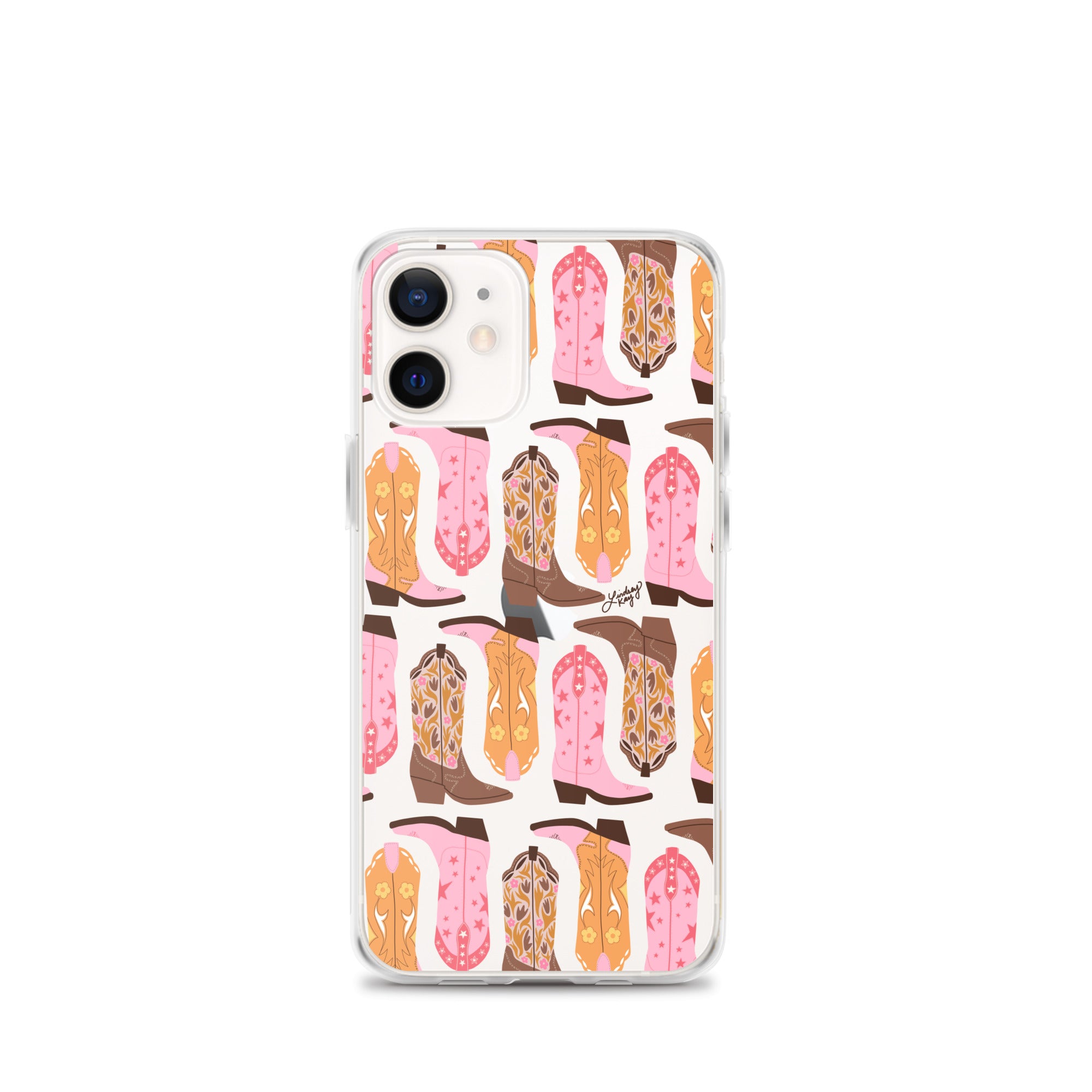 Pink and Orange Cowgirl Boots Illustration - Clear Case for iPhone®