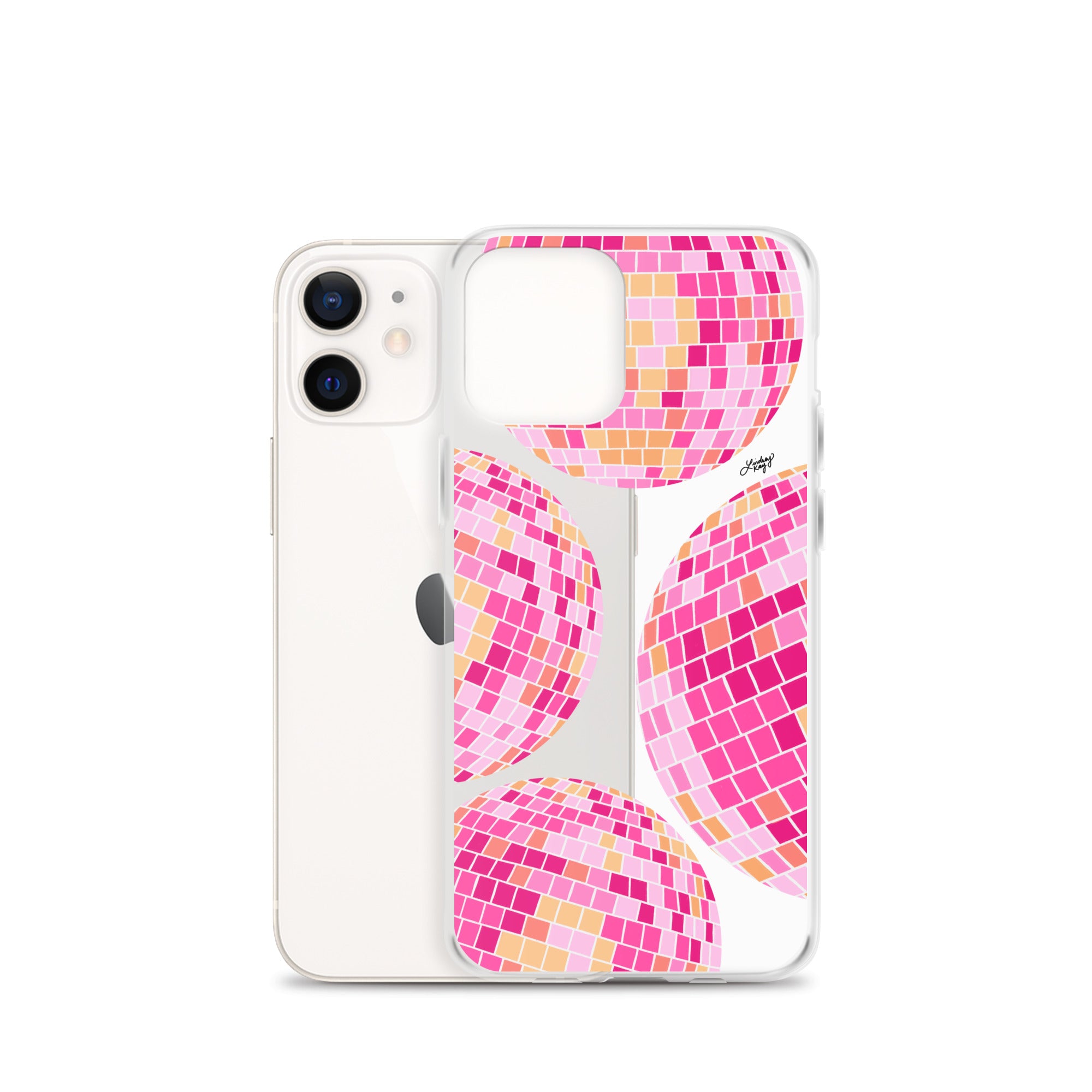 Ilustración de bolas de discoteca rosa/amarilla - Funda transparente para iPhone®