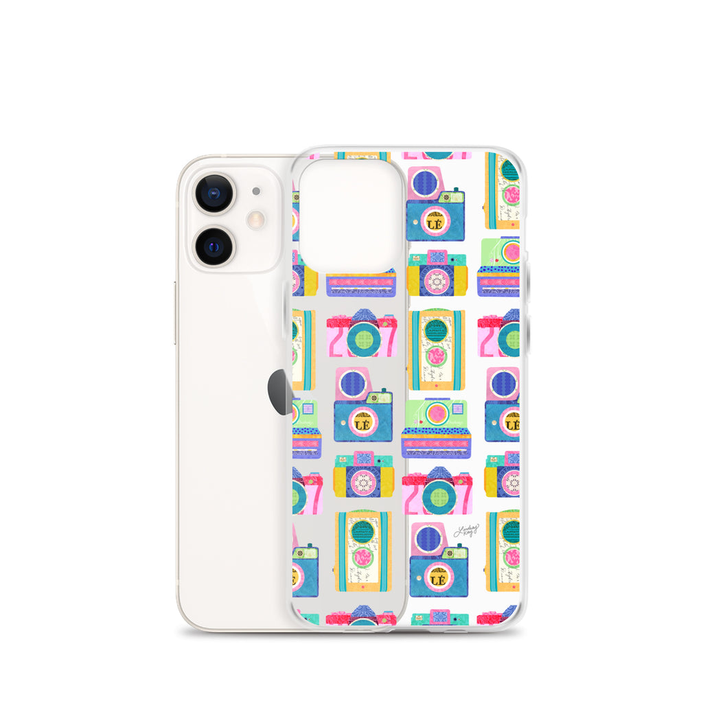 Colorful Vintage Cameras Illustration - Clear Case for iPhone®