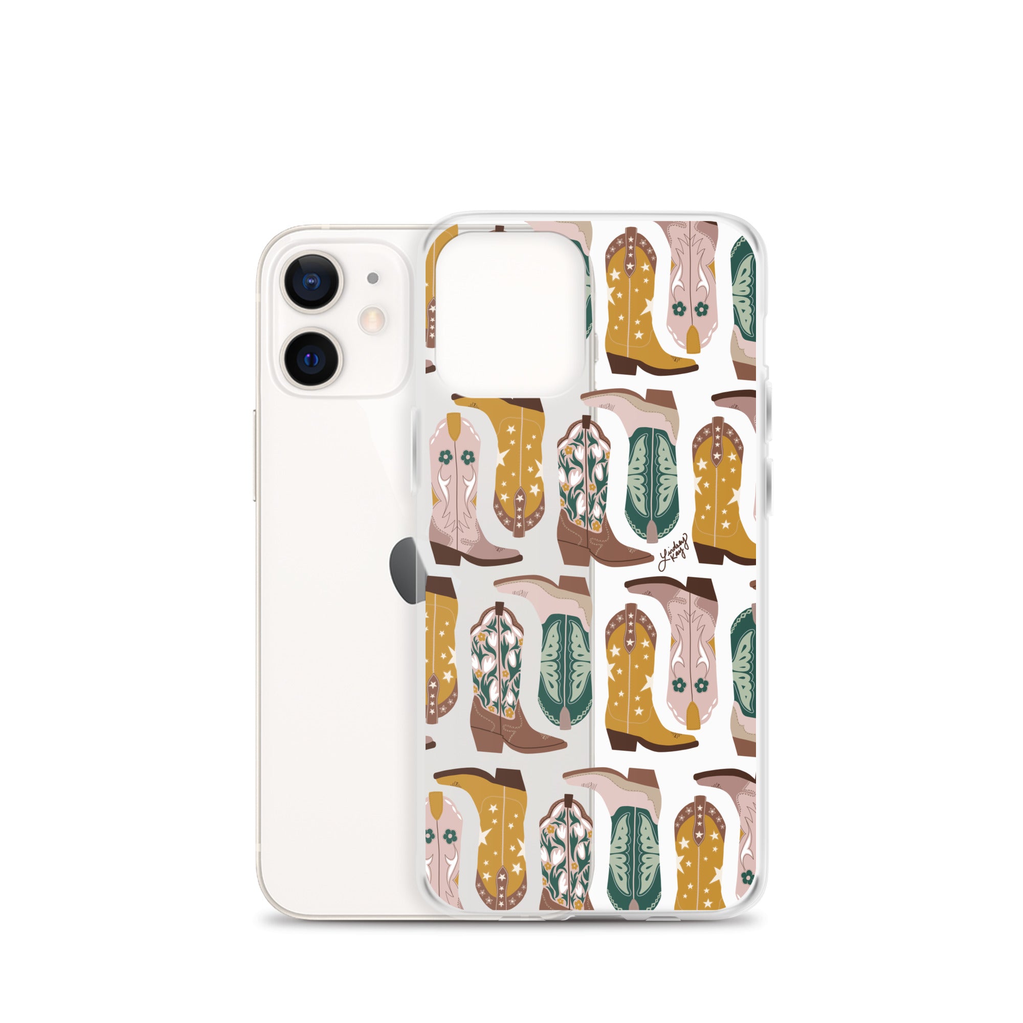 Ilustración de botas de vaquero (paleta neutra) - Funda transparente para iPhone®