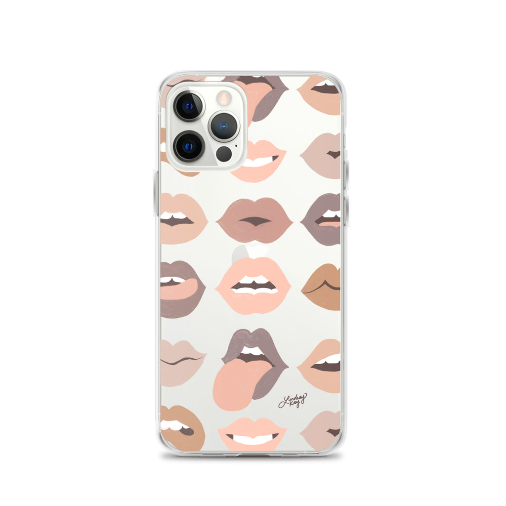 neutral lips of love iphone clear case protector cover illustration trendy lindsey kay collective