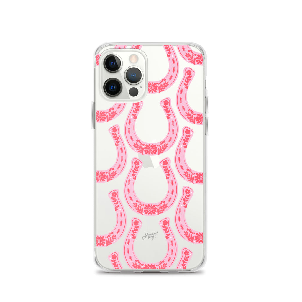 Pink Floral Horseshoe Illustration - Clear Case for iPhone®