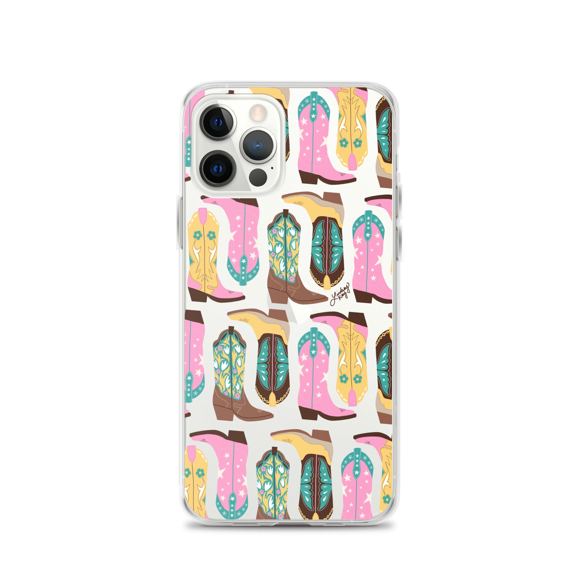 Ilustración de botas de vaquero (rosa/turquesa/amarillo) - Funda transparente para iPhone®