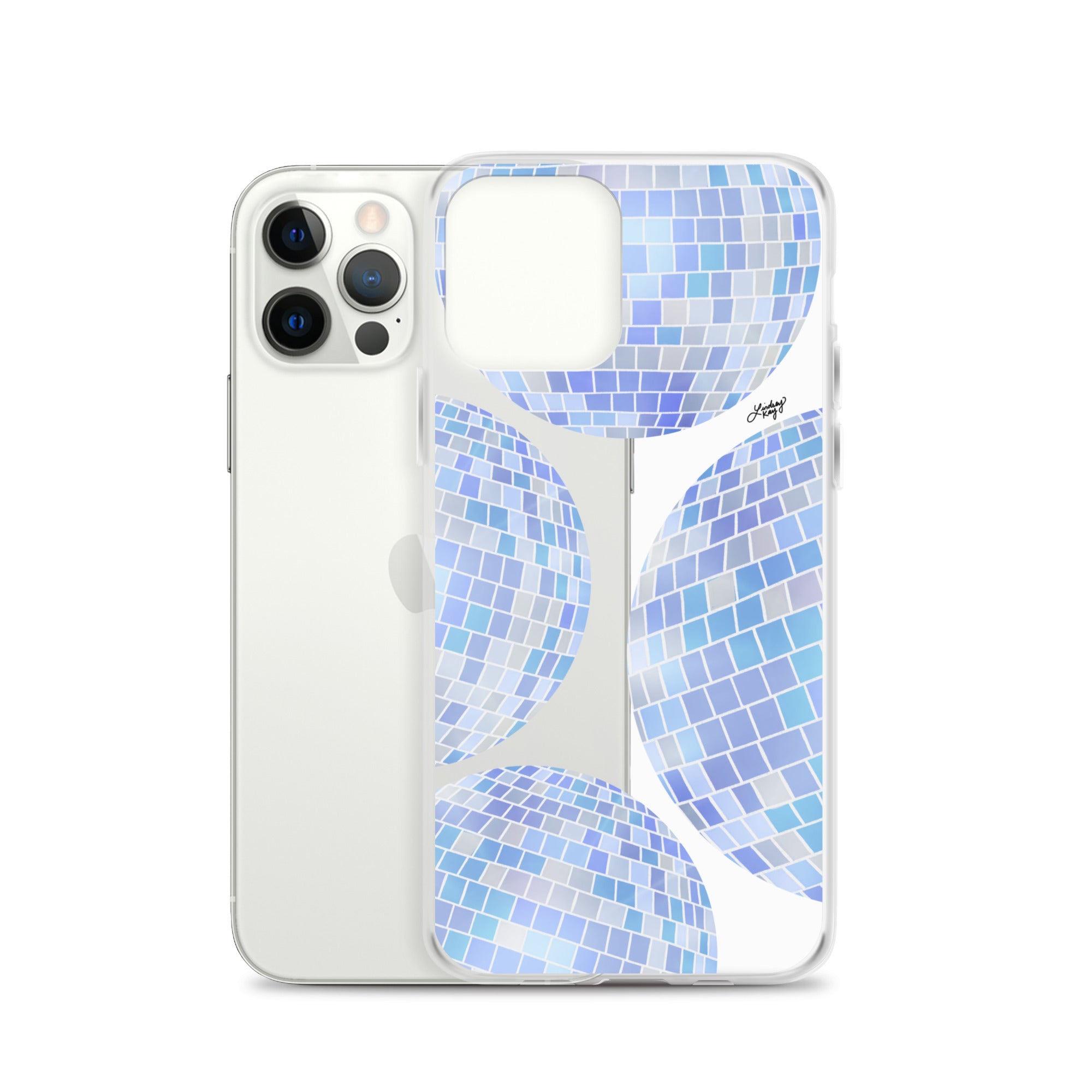 Ilustración de bolas de discoteca azules - Funda transparente para iPhone®
