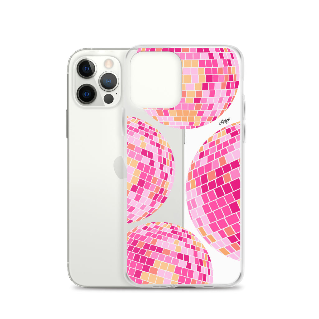 Pink/Yellow Disco Balls Illustration - Clear Case for iPhone®