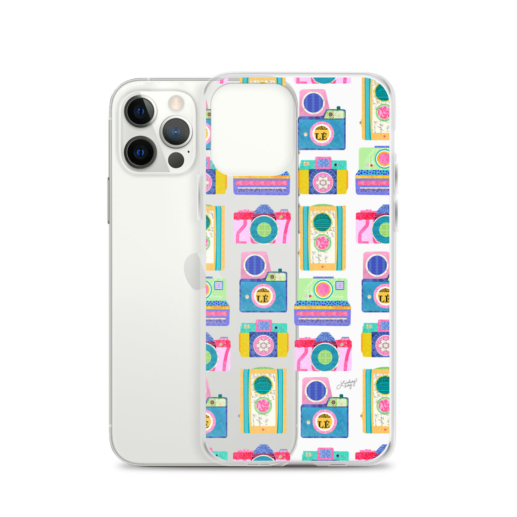 Colorful Vintage Cameras Illustration - Clear Case for iPhone®