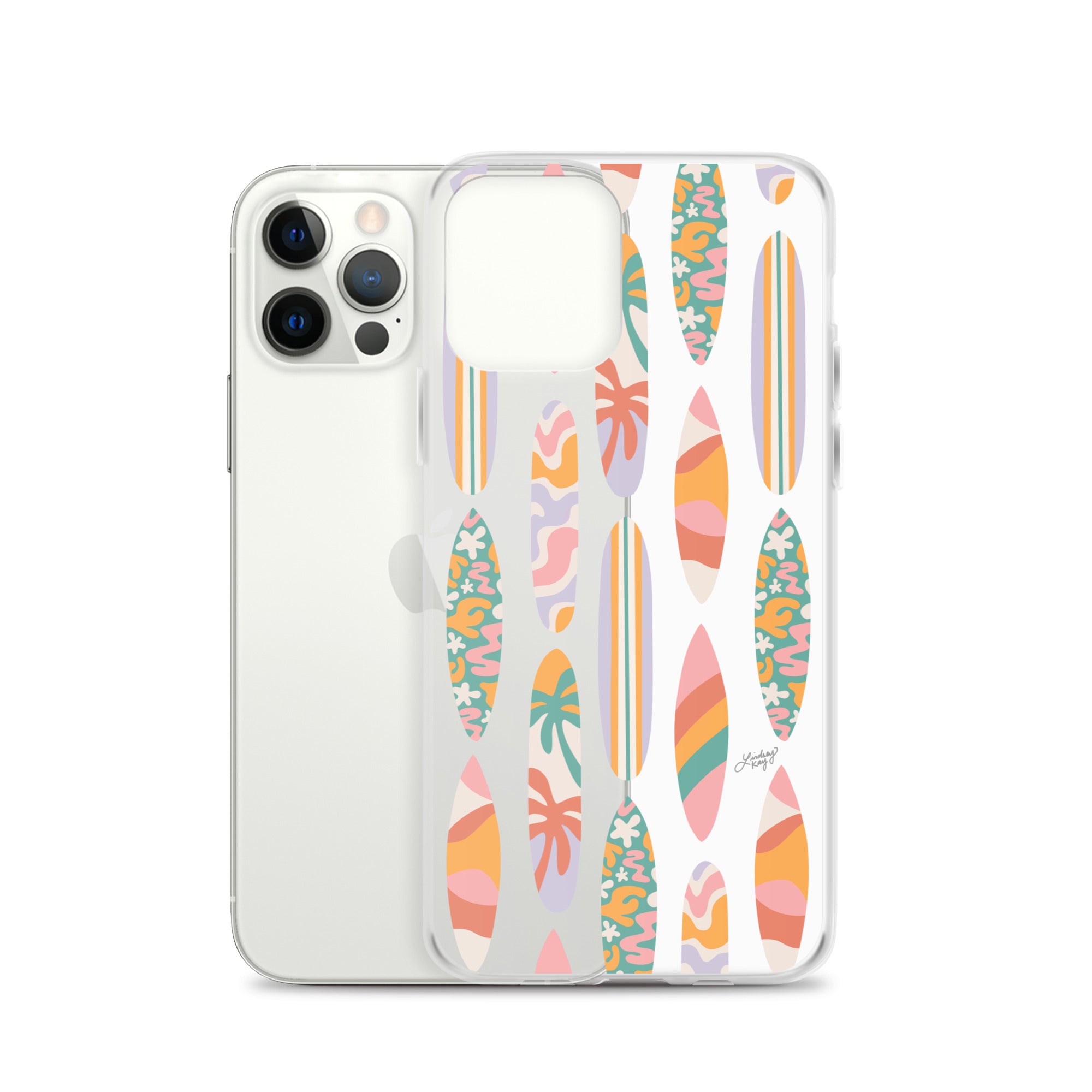 Patrón de ilustración de tablas de surf - Transparente Funda para iPhone®