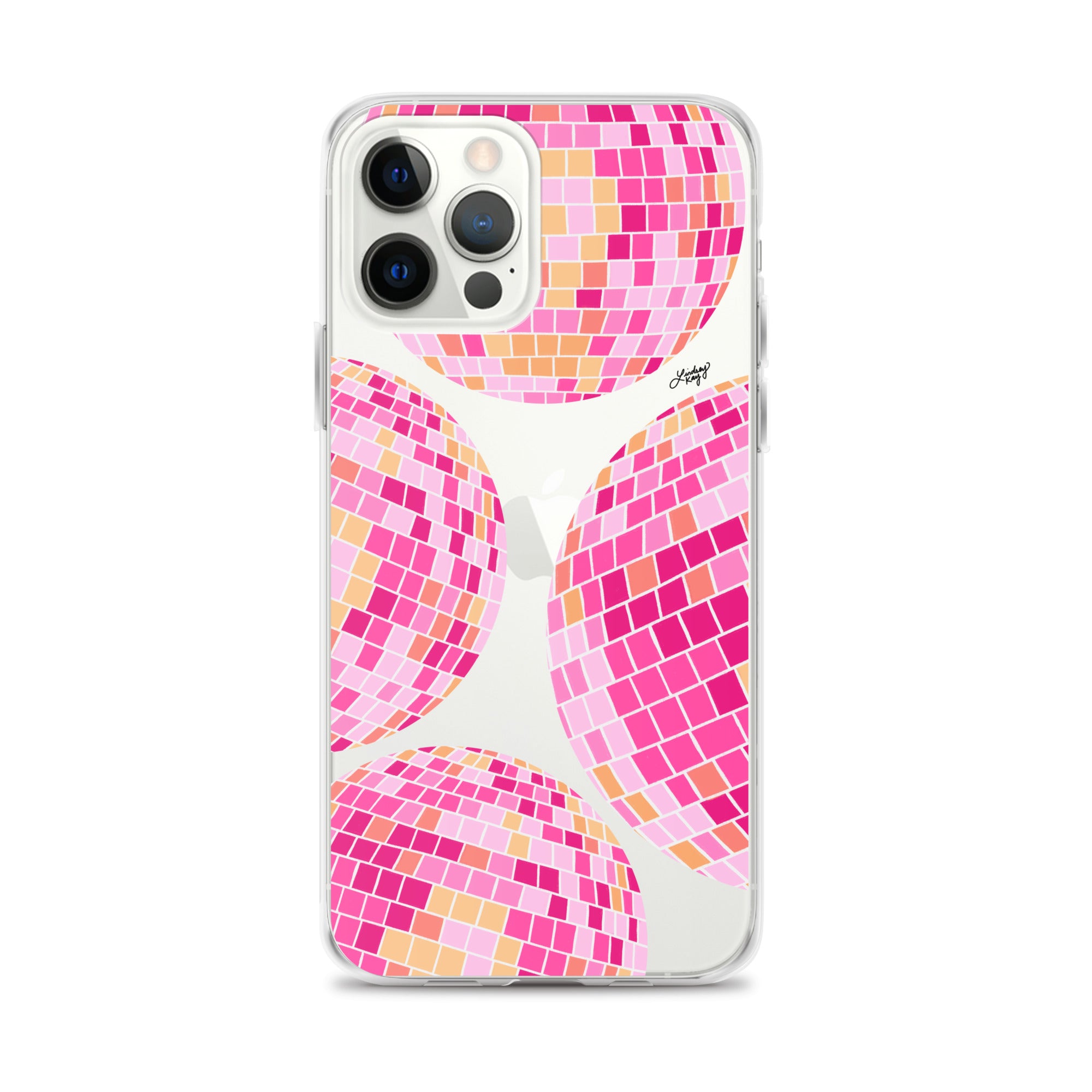 pink disco balls iphone clear case mobile accessories girly retro durable shockproof 