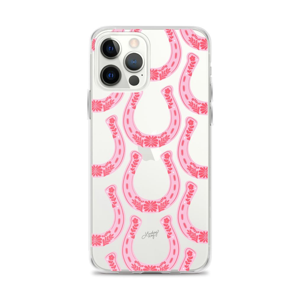 Pink Floral Horseshoe Illustration - Clear Case for iPhone®