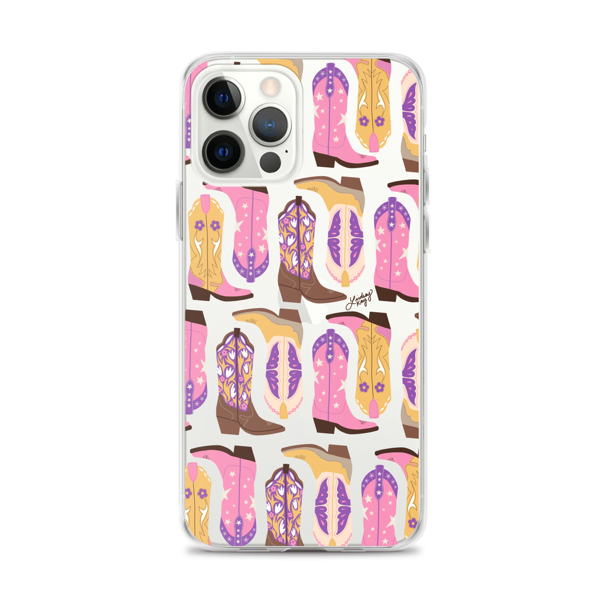 Ilustración de botas de vaquero (rosa/morado/amarillo) - Funda transparente para iPhone®