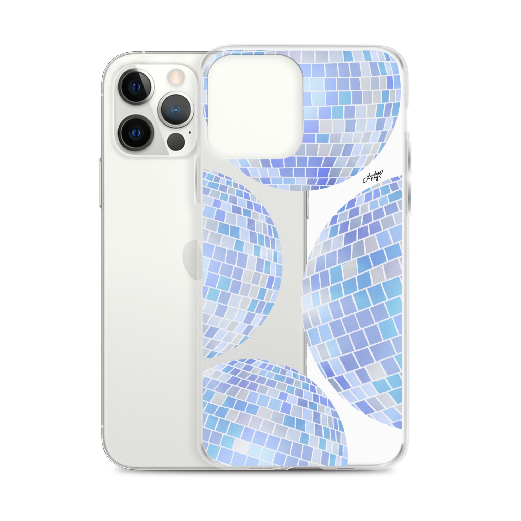 Ilustración de bolas de discoteca azules - Funda transparente para iPhone®