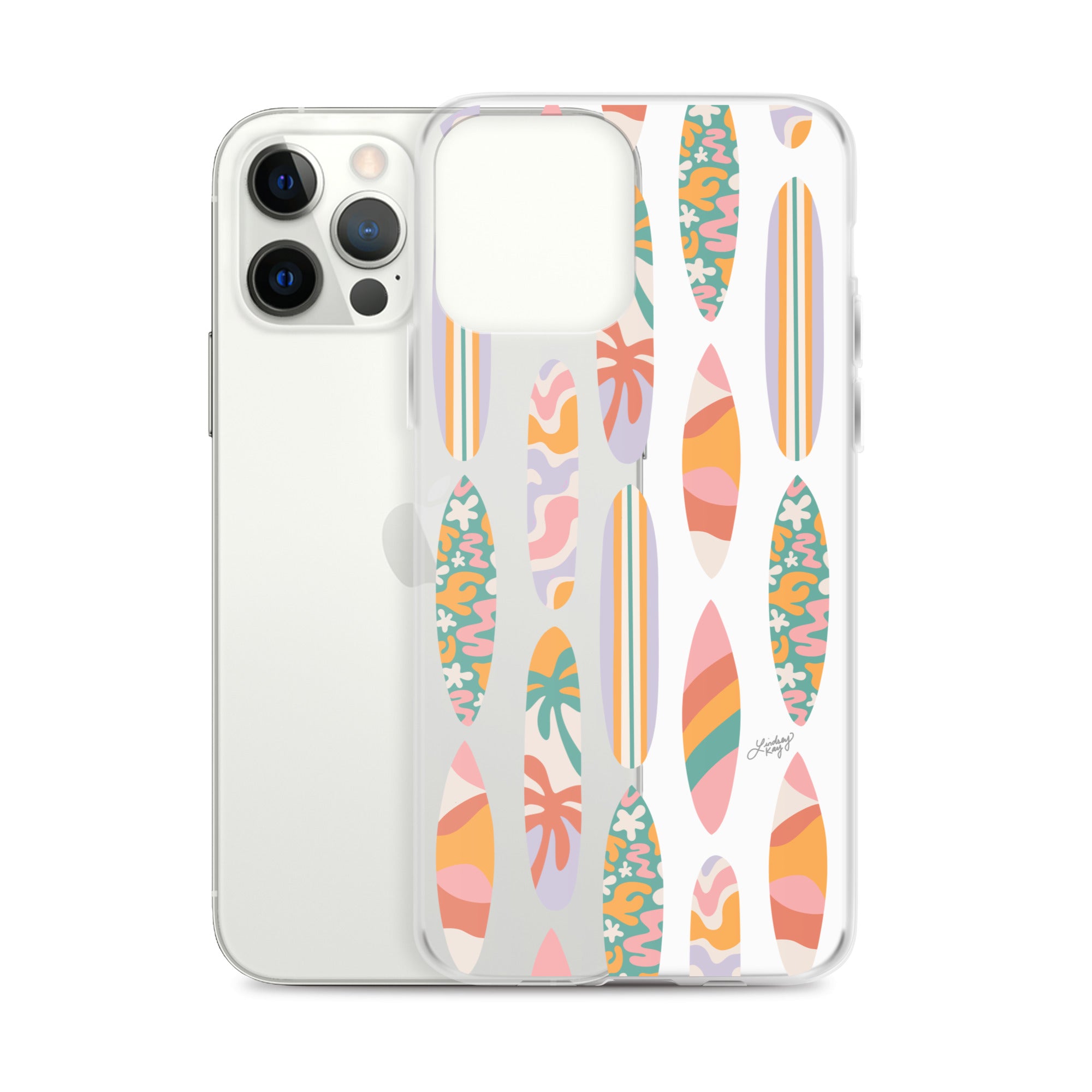 Patrón de ilustración de tablas de surf - Transparente Funda para iPhone®