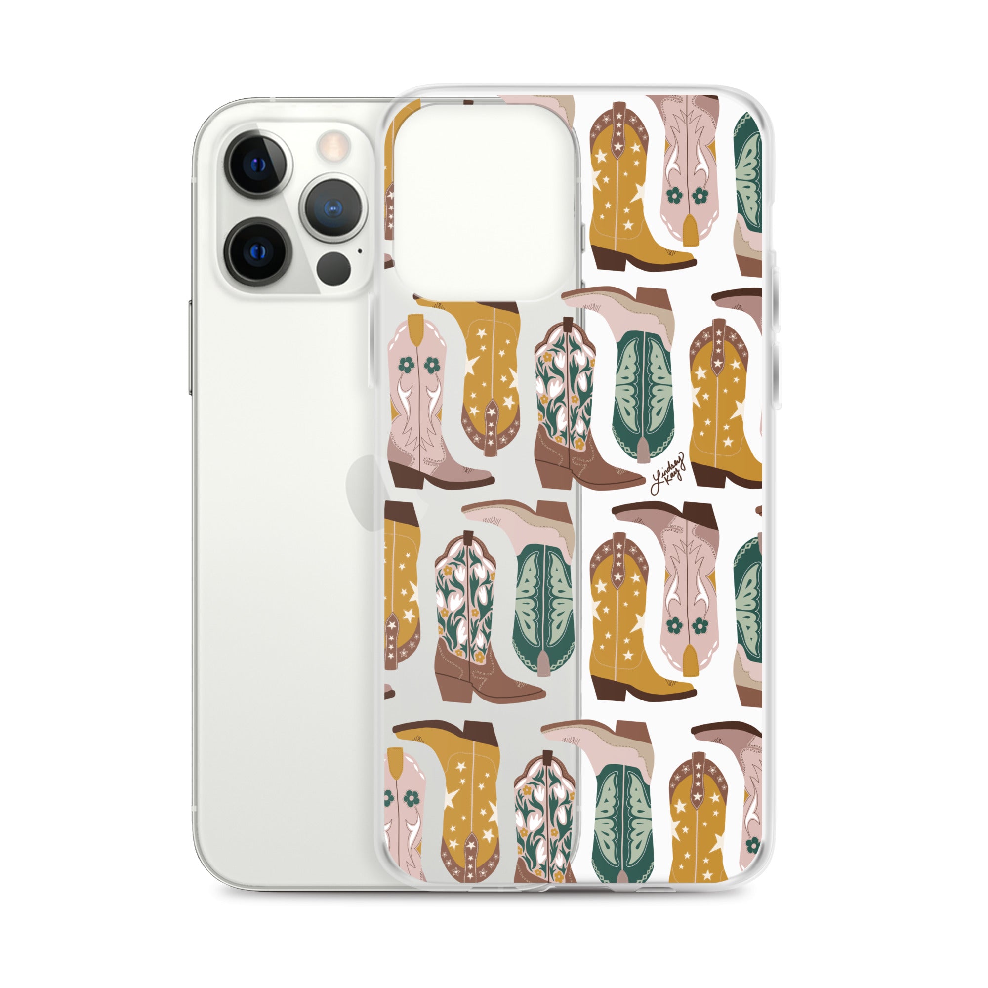 Cowgirl Boots Illustration (Neutral Palette) - Clear Case for iPhone®