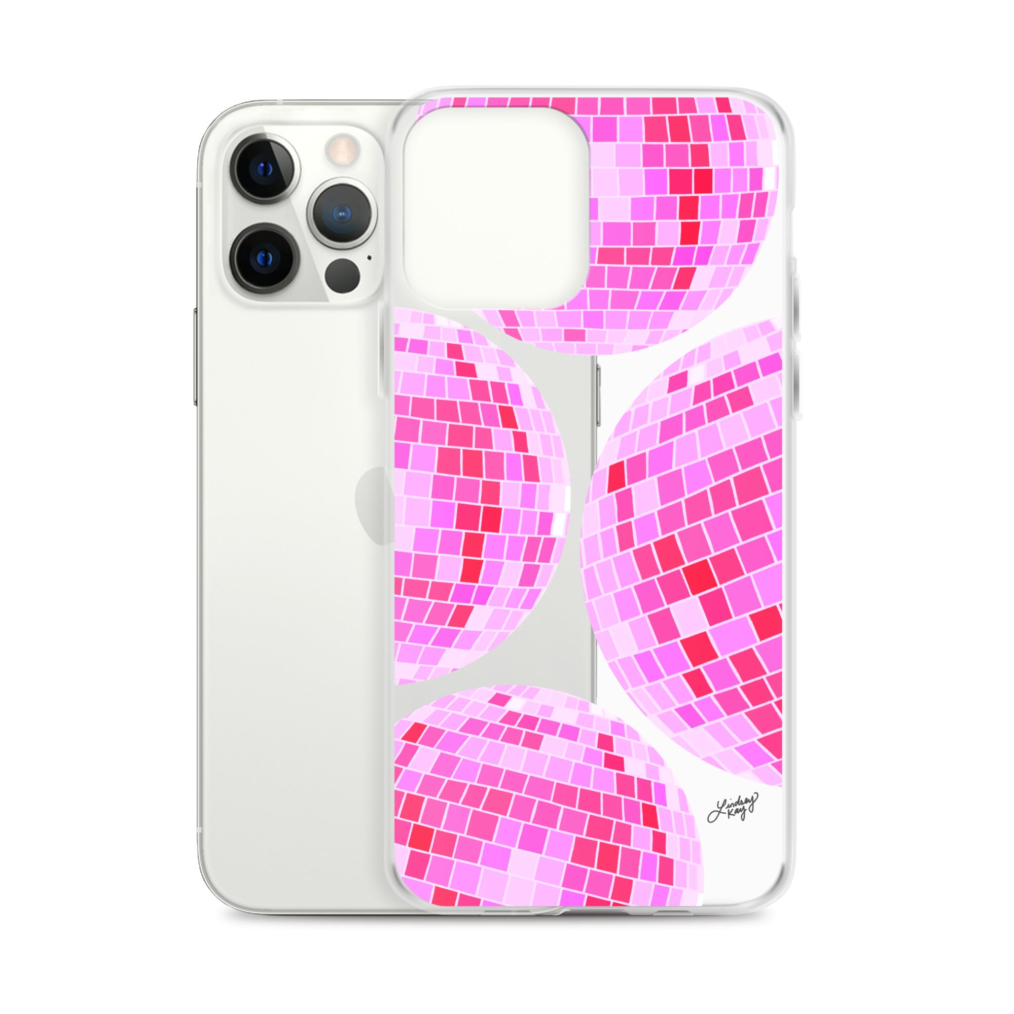 Boules Disco Rose Vif - Étui Transparent pour iPhone®