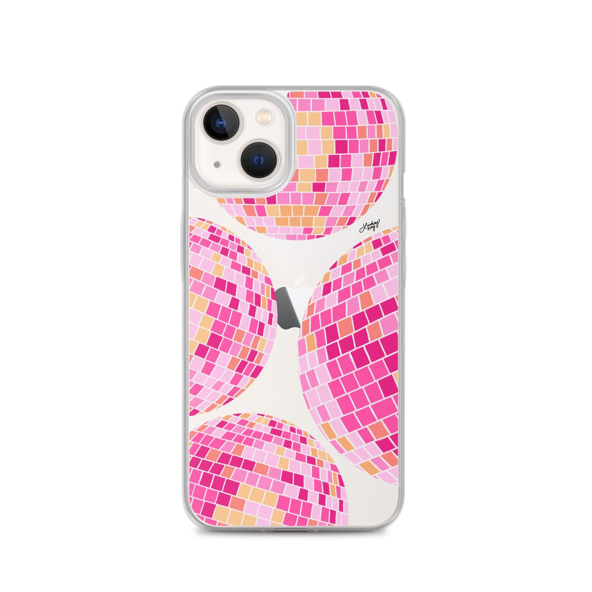 Ilustración de bolas de discoteca rosa/amarilla - Funda transparente para iPhone®