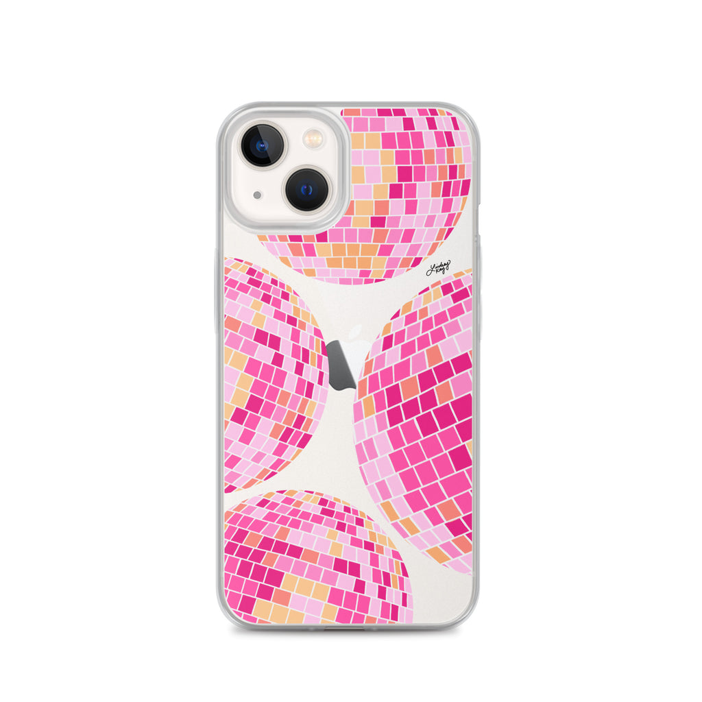 Pink/Yellow Disco Balls Illustration - Clear Case for iPhone®