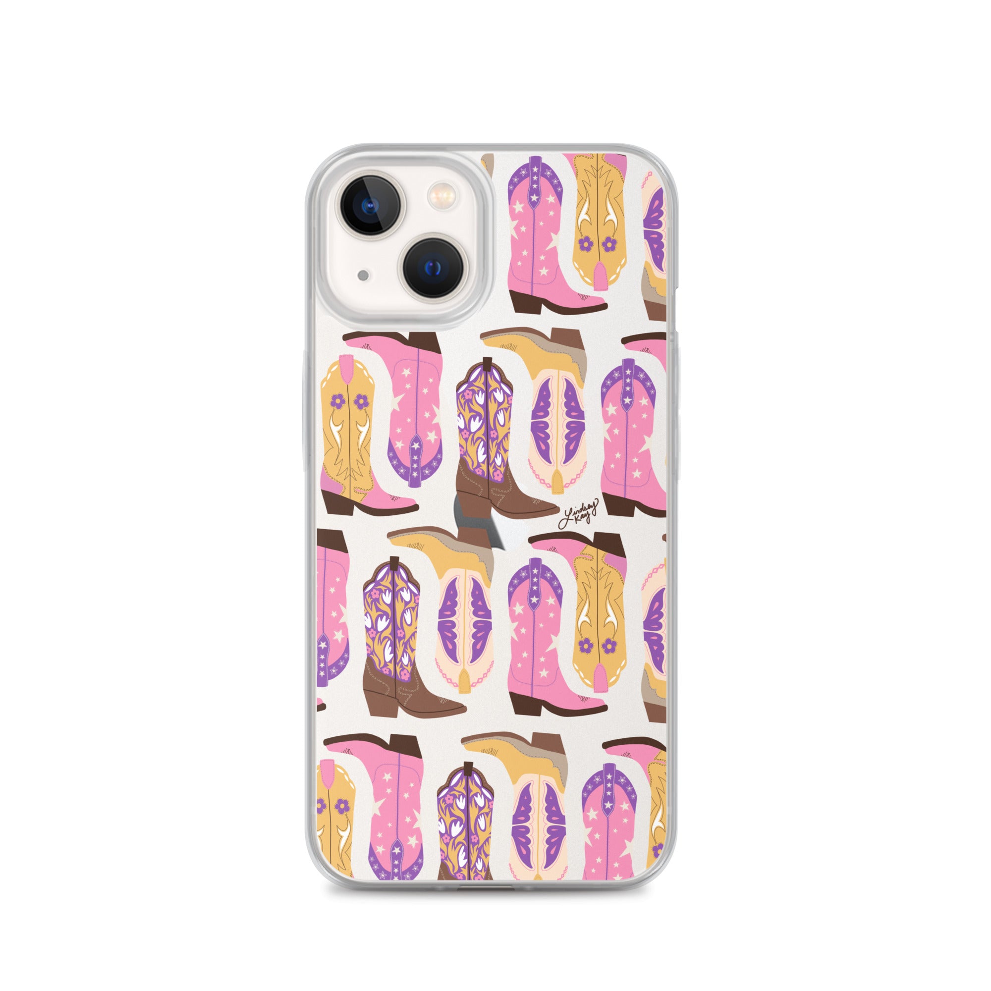 Ilustración de botas de vaquero (rosa/morado/amarillo) - Funda transparente para iPhone®