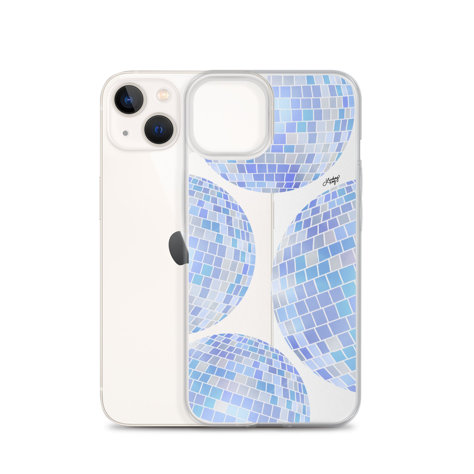 Ilustración de bolas de discoteca azules - Funda transparente para iPhone®