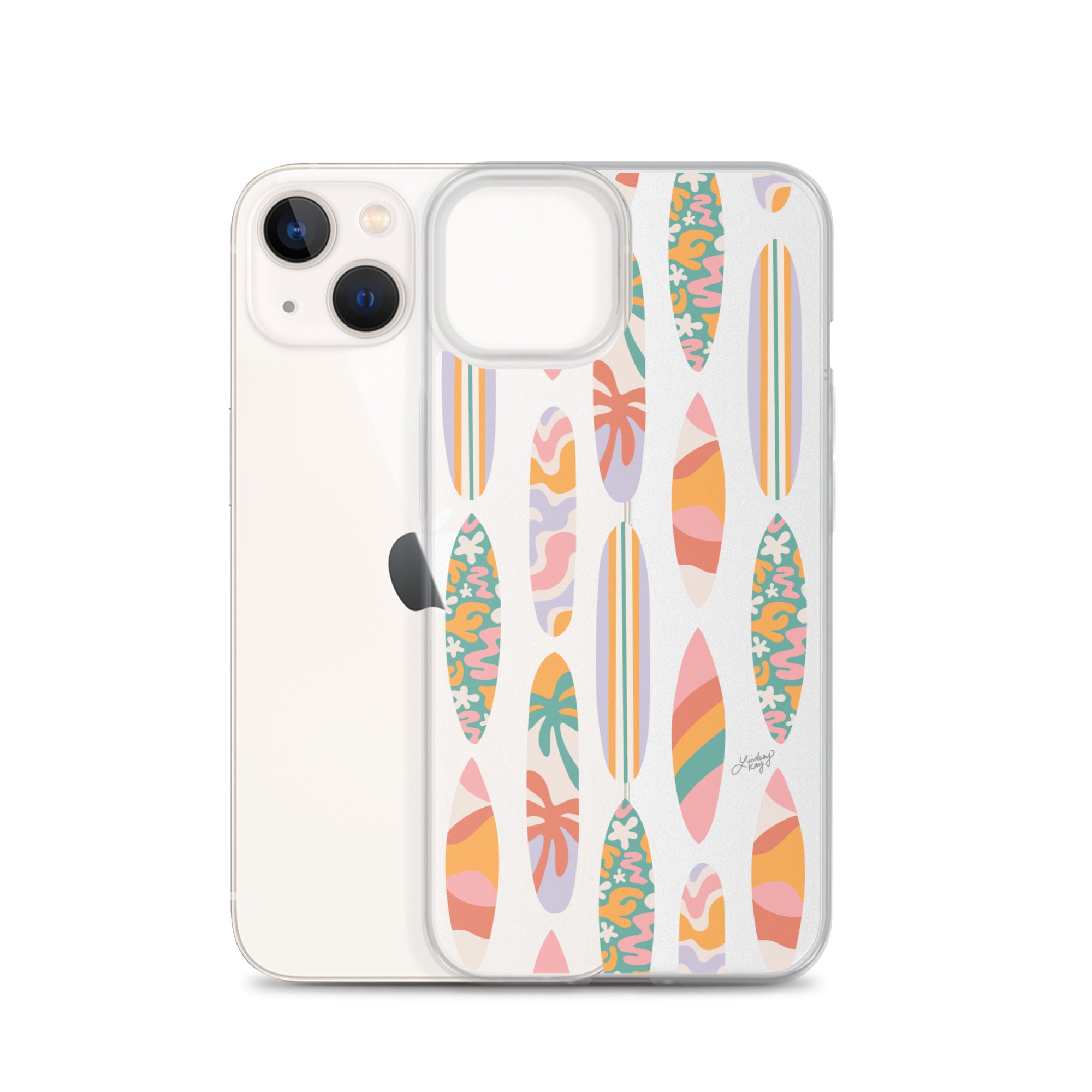 Patrón de ilustración de tablas de surf - Transparente Funda para iPhone®