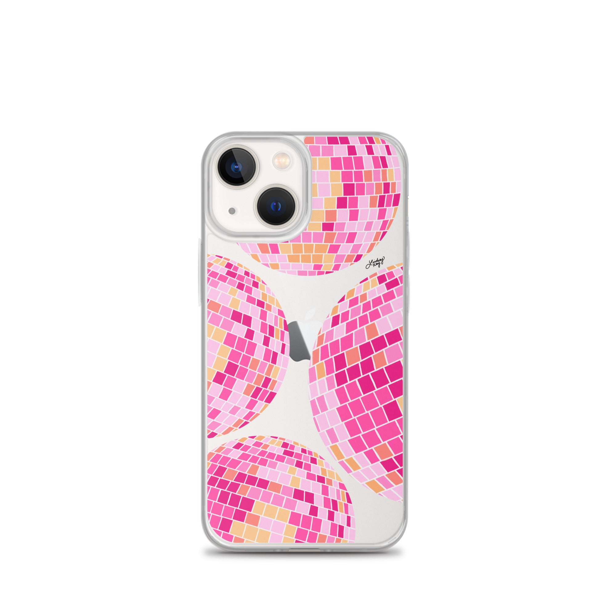 Ilustración de bolas de discoteca rosa/amarilla - Funda transparente para iPhone®