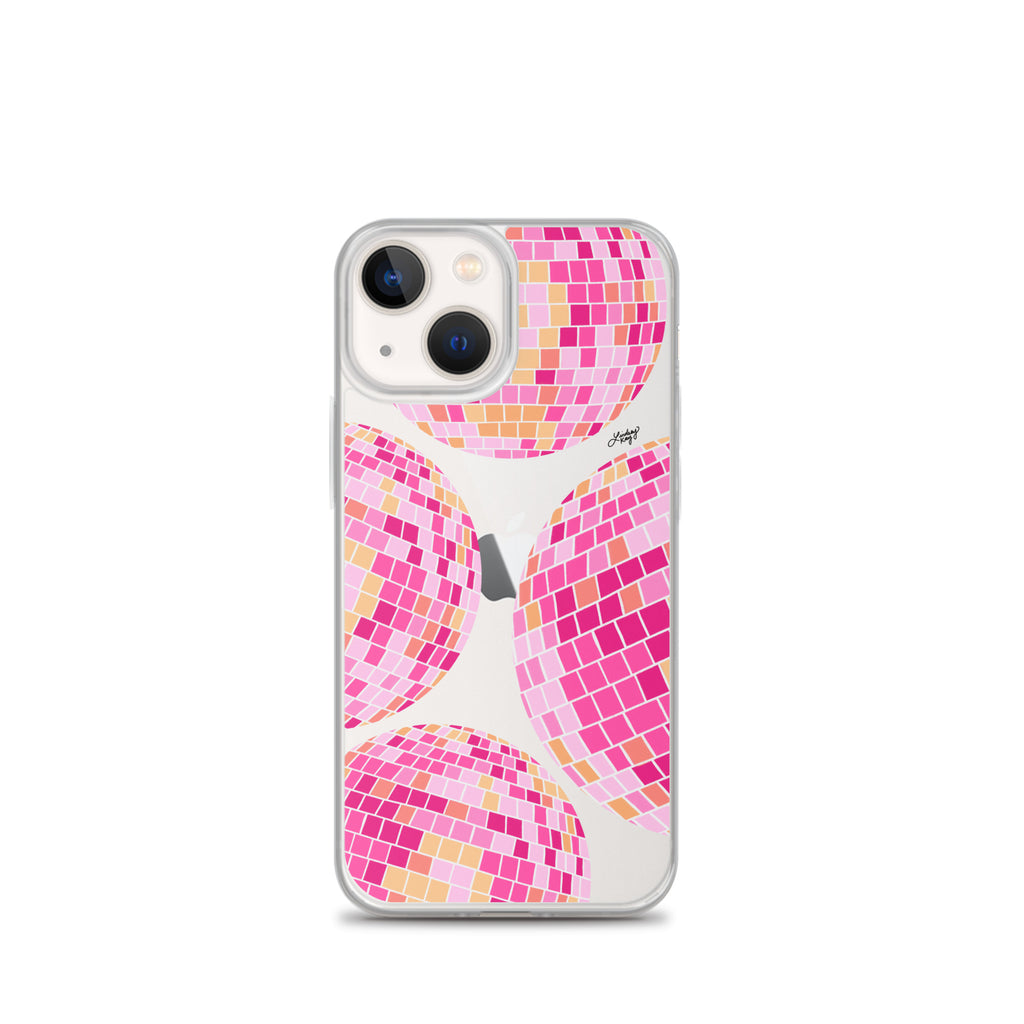 Pink/Yellow Disco Balls Illustration - Clear Case for iPhone®