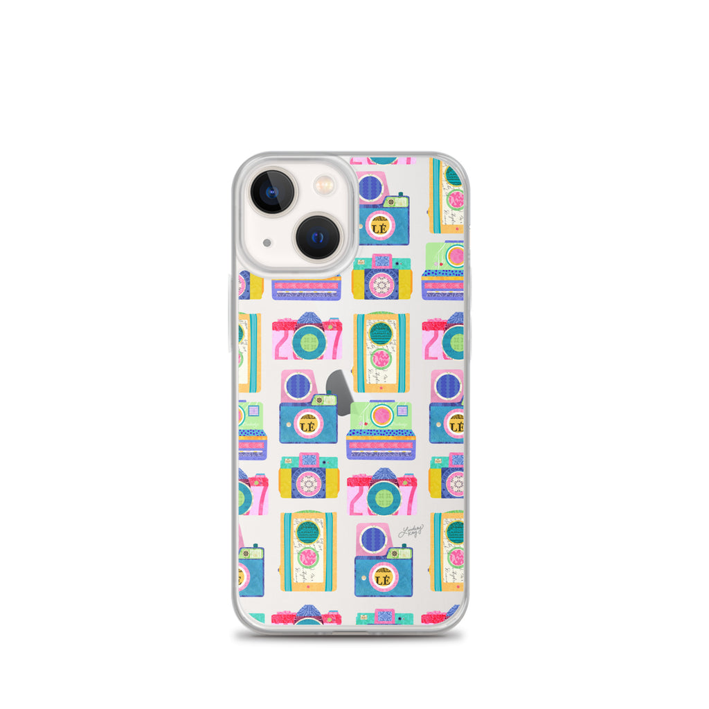 Colorful Vintage Cameras Illustration - Clear Case for iPhone®