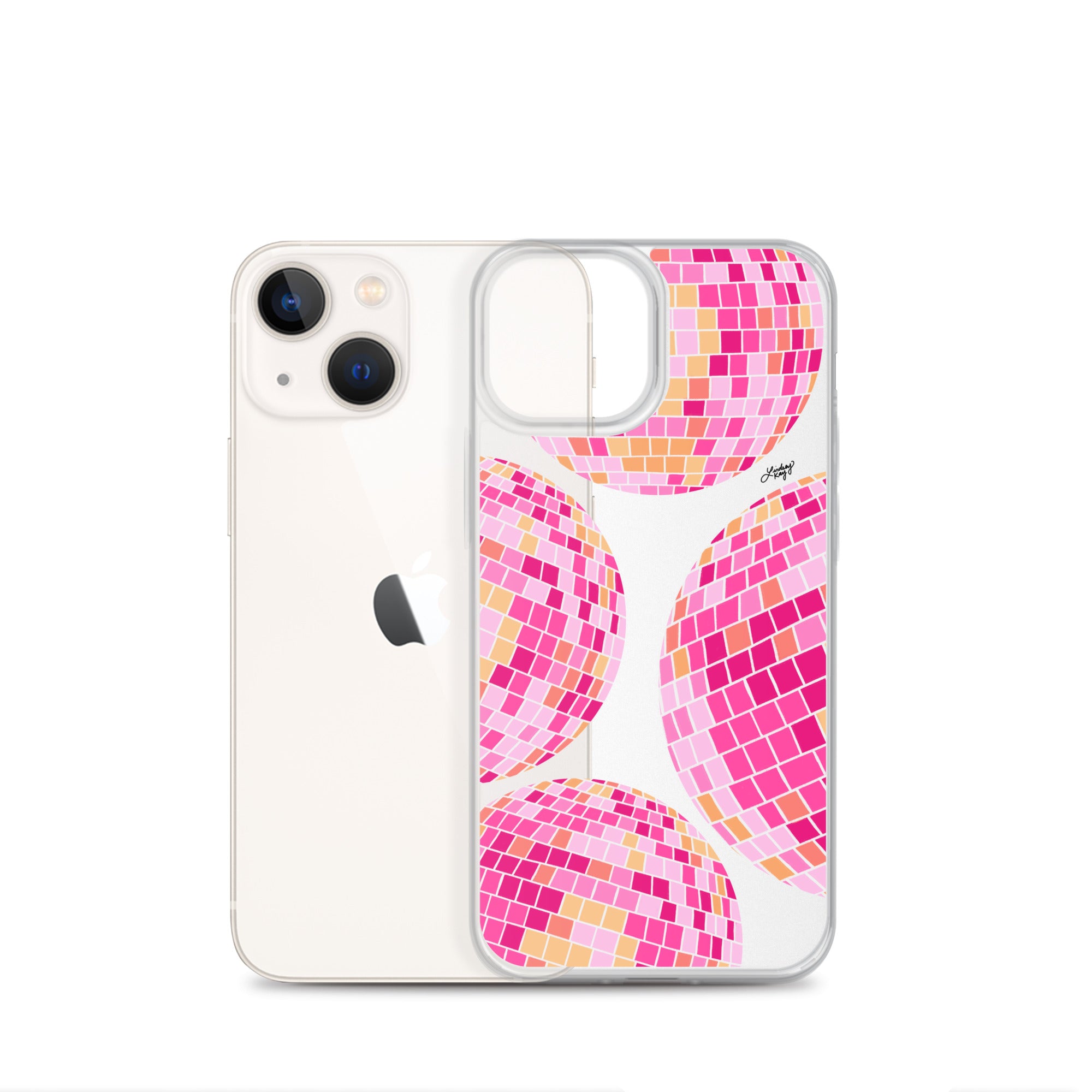 Ilustración de bolas de discoteca rosa/amarilla - Funda transparente para iPhone®