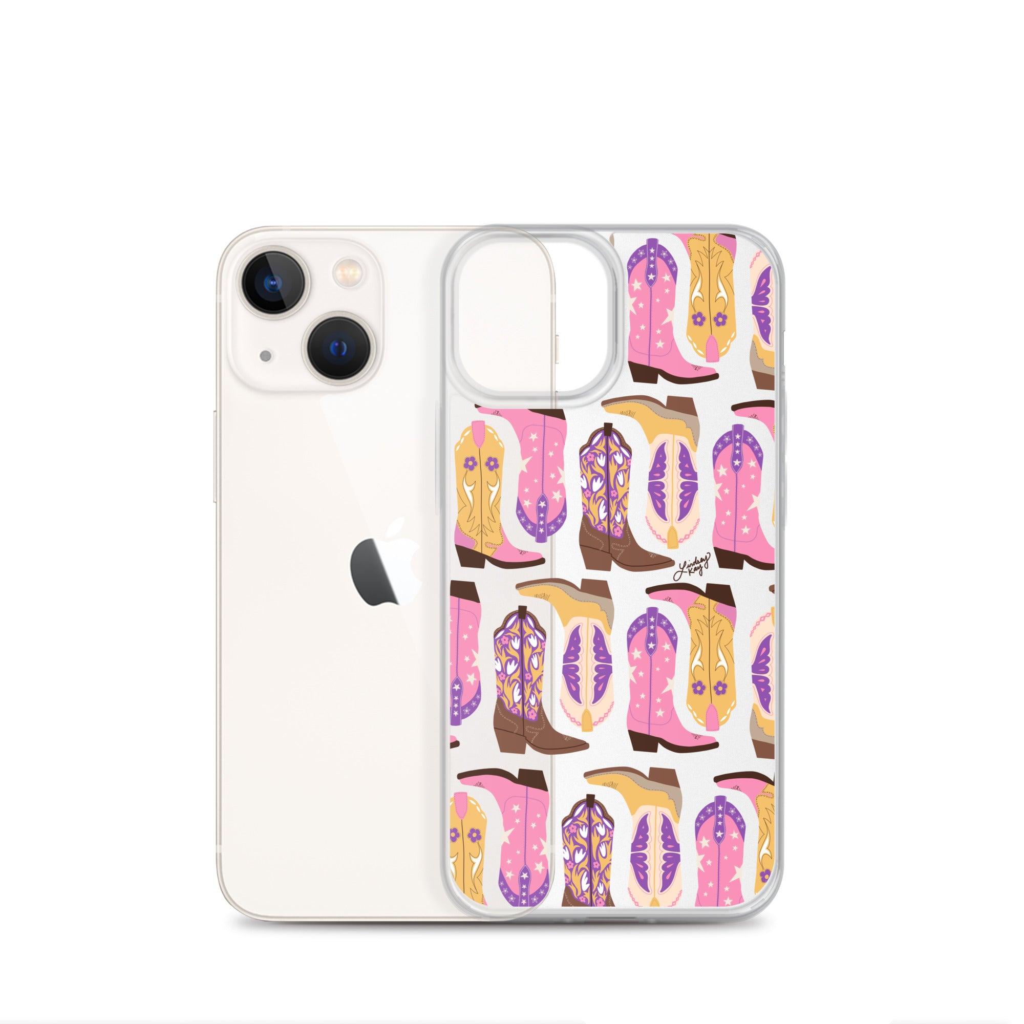 Ilustración de botas de vaquero (rosa/morado/amarillo) - Funda transparente para iPhone®