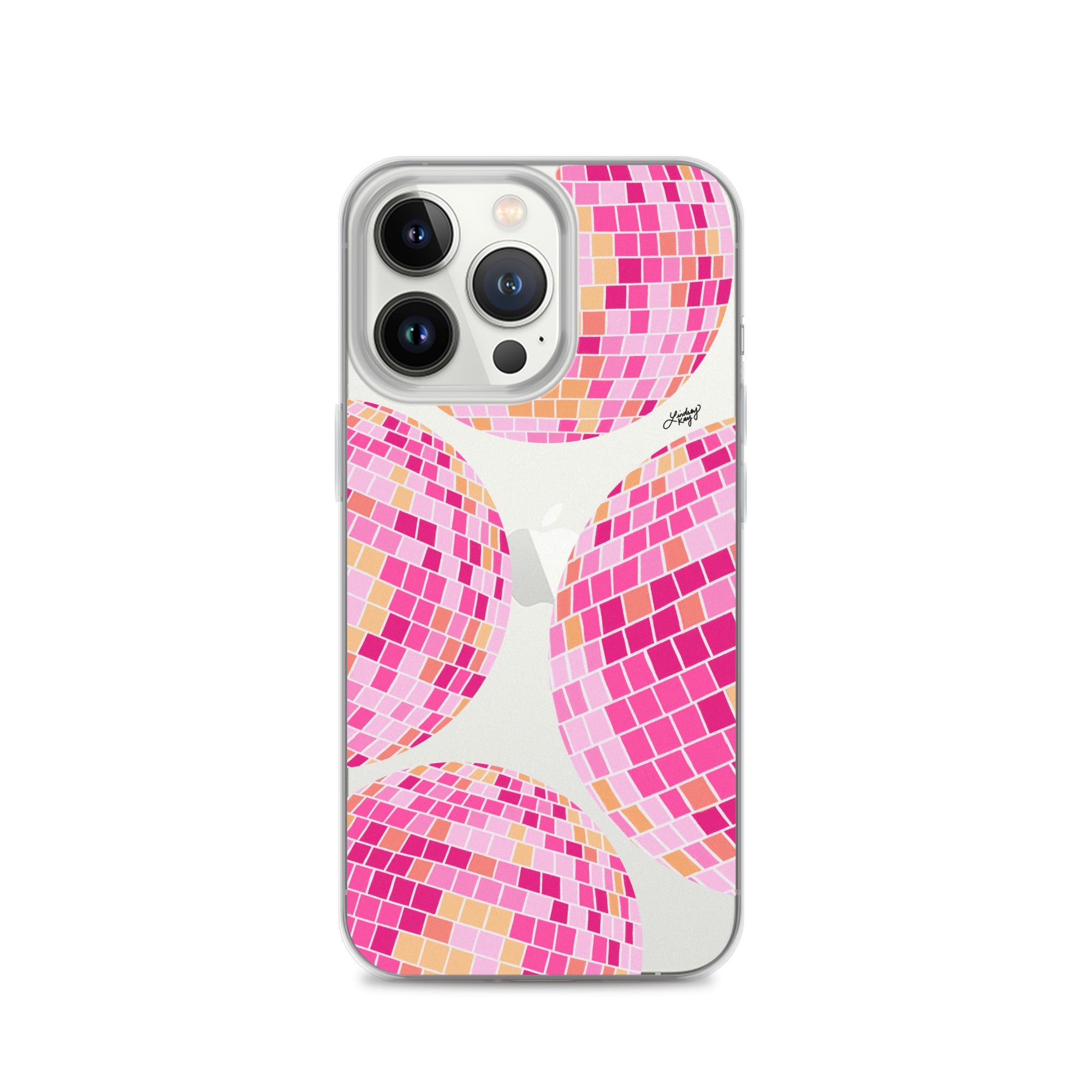 Ilustración de bolas de discoteca rosa/amarilla - Funda transparente para iPhone®