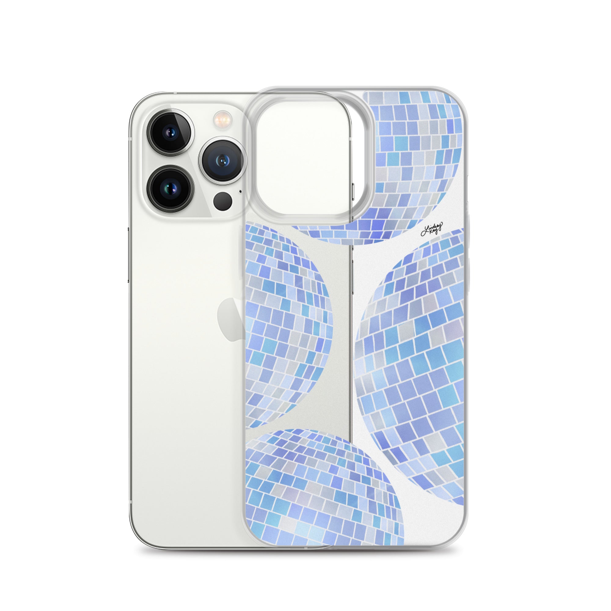 Ilustración de bolas de discoteca azules - Funda transparente para iPhone®