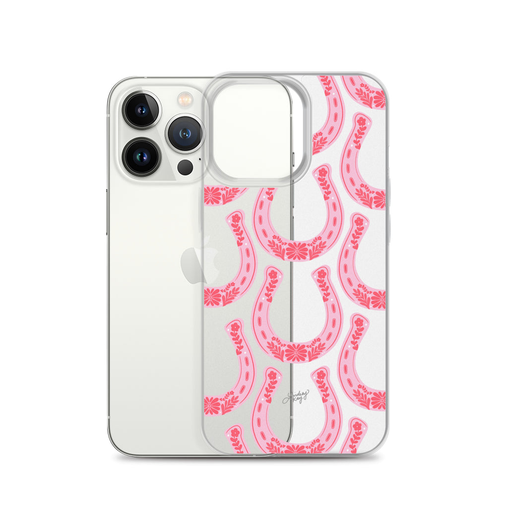 Pink Floral Horseshoe Illustration - Clear Case for iPhone®