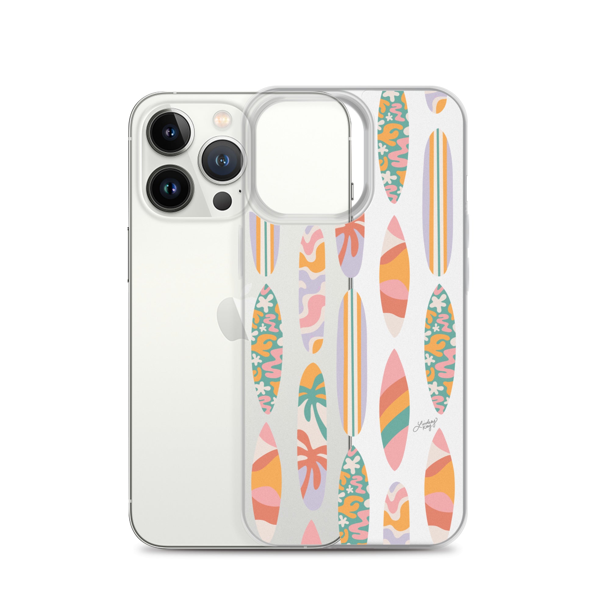 Patrón de ilustración de tablas de surf - Transparente Funda para iPhone®